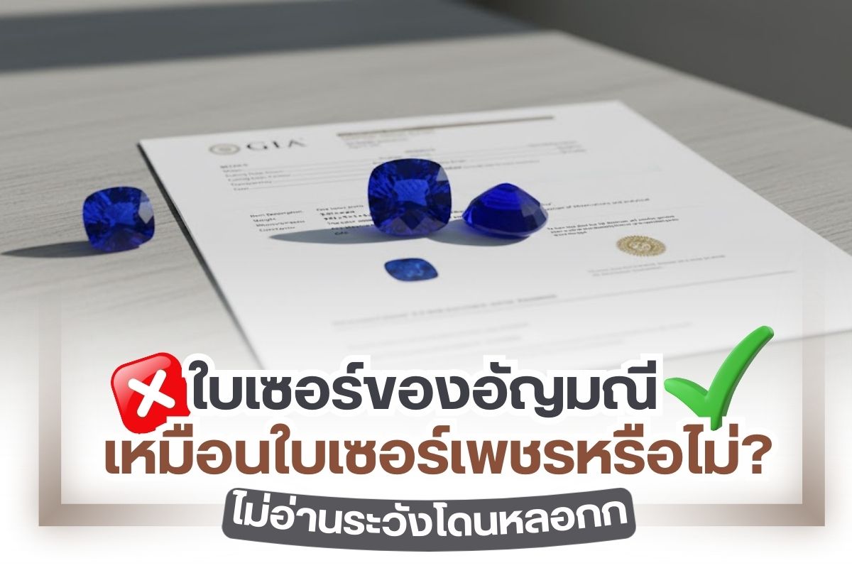 การซื้อเพชรจะต้องมี “ใบเซอร์” เป็นการรับรอง เป็นสิ่งที่ทุกคนรู้จักกันดี และคนที่ซื้อจะต้องทำการตรวจสอบ รายละเอียด เพื่อความปลอดภัยในการซื้อ-ขาย นอกจากเพชรแล้วที่จะต้องมีใบเซอร์ อัญมณีก็เช่นกัน! สำหรับวันนี้เราจะพาคุณมาทำความรู้จักกับ “ใบเซอร์อัญมณี” ให้มากขึ้นกัน