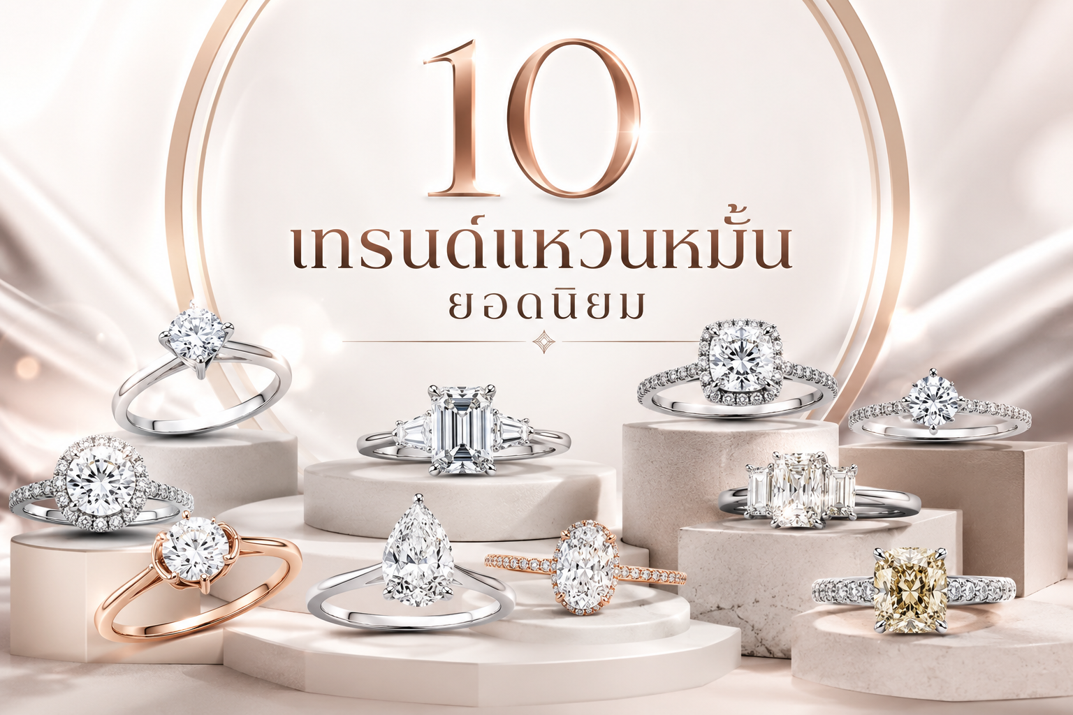 แหวนหมั้น คือแหวนแต่งงานที่ตามธรรมเนียมแล้วฝ่ายชายจะต้องเป็นผู้มอบให้กับฝ่ายหญิงในวันแต่งงาน โดยงานหมั้นอาจจะจัดขึ้นต่างหากก่อนวันแต่งงาน หรือในบางงานคู่บ่าวสาวก็อาจจัดพิธีการดังกล่าวขึ้นในวันเดียวแบบจบครบในวันเดียวเลยนั่นเอง ดังนั้น การเลือกแหวนแต่งงานที่ตรงตามความชื่นชอบของสาวคนรักก็ถือเป็นเรื่องที่ต้องตัดสินใจให้ดี โดยวันนี้เราก็ขอแนะนำเทรนด์แหวนหมั้นยอดนิยมในปี 2021 ว่าที่บ่าวสาวคู่ไหนกำลังมองหาแหวนหมั้นสวยๆ บอกเลยไม่ควรพลาดเด็ดขาด!