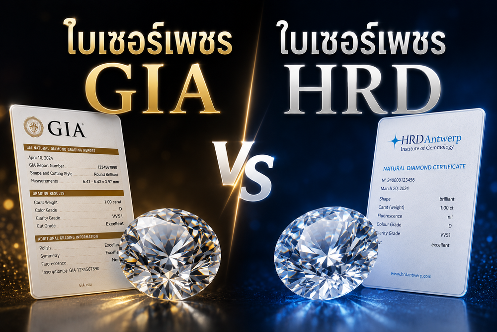 ใบเซอร์เพชร GIA แตกต่างจาก ใบเซอร์เพชร HRD อย่างไร?