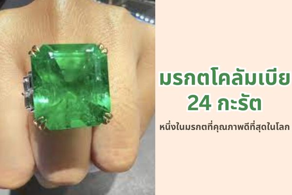 มรกตโคลัมเบียแท้ เอกลักษณ์ที่โดดเด่นคือมีเฉดสีเขียวที่สุกสว่าง สดใส เนื้อใสบางชิ้นเป็นสีเขียวปนเหลืองหรือสีเขียวปนน้ำเงินขึ้นชื่อว่าเป็นมรกตที่สวยงามที่สุดในโลก แต่ทว่า มักมีรอยแตกร้าว มรกตโคลัมเบียที่เพอร์เฟค แทบไม่มีรอยแตกร้าวเลยนั้นหาได้ยากมาก ถือเป็นที่ต้องการของตลาดสูง และวันนี้เพชรชมพู เราขอนำเสนอ แหวนมรกตโคลัมเบีย 24 กะรัต สวยตาแตก สวยจนต้องร้องว้าว ไม่ใช่แค่ขนาดที่หาได้ยากแต่เป็นมรกตโคลัมเบียเนื้อดี คุณภาพสูงอันดับต้นๆ ของโลกเลยทีเดียว
