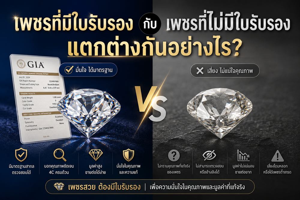 ເຄື່ອງປະດັບເພັດຫລືເພັດ ມັນແມ່ນເຄື່ອງປະດັບອີກອັນ ໜຶ່ງທີ່ເຮັດຈາກແກ້ວປະເສີດອັນດັບໂລກ. ເພື່ອຈະກາຍເປັນເພັດ, ມັນຕ້ອງໄດ້ຮັບການໃຫ້ຄວາມຮ້ອນຢ່າງຖືກຕ້ອງ. ພາຍໃຕ້ການຕັດຜ່ານທັກສະຂອງນັກວິຊາການທີ່ມີຄວາມ ຊຳ ນານສູງ. ສະນັ້ນ, ການສ້າງເຄື່ອງປະດັບບໍ່ແມ່ນວຽກທີ່ງ່າຍ, ແລະເພັດແມ່ນ ໜຶ່ງ ໃນບັນດາເຄື່ອງປະດັບທີ່ຂ້ອນຂ້າງຍາກທີ່ຈະຮັບຮູ້ຂອງແທ້ແລະປອມດ້ວຍສາຍຕາທີ່ບໍ່ມີຕົວຕົນ. ສະນັ້ນ, ທຸກໆການຊື້ເພັດ, ຜູ້ຊື້ຕ້ອງຮັບປະກັນວ່າພວກເຂົາ ກຳລັງຊື້ສິນຄ້າທີ່ມີຄຸນນະພາບ, ເປັນສິນຄ້າທີ່ມີຄ່າ. ການຊື້ເພັດແຕ່ລະອັນຕ້ອງໄດ້ຊື້ໃນຮ້ານທີ່ໃຫ້ມາດຕະຖານສາກົນເຊັ່ນ ຮ້ານເພັດເພັດພົມມະວົງ ທີ່ຕ້ອງໄດ້ຮັບໃບຢັ້ງຢືນພ້ອມກັບການຊື້ເພັດແຕ່ລະອັນ ໃນບົດຂຽນນີ້, ພວກເຮົາຈະແນະນຳຄວາມຮູ້ຂອງໃບຢັ້ງຢືນ, ເຊິ່ງເປັນການຮັບປະກັນຂອງເພັດ.