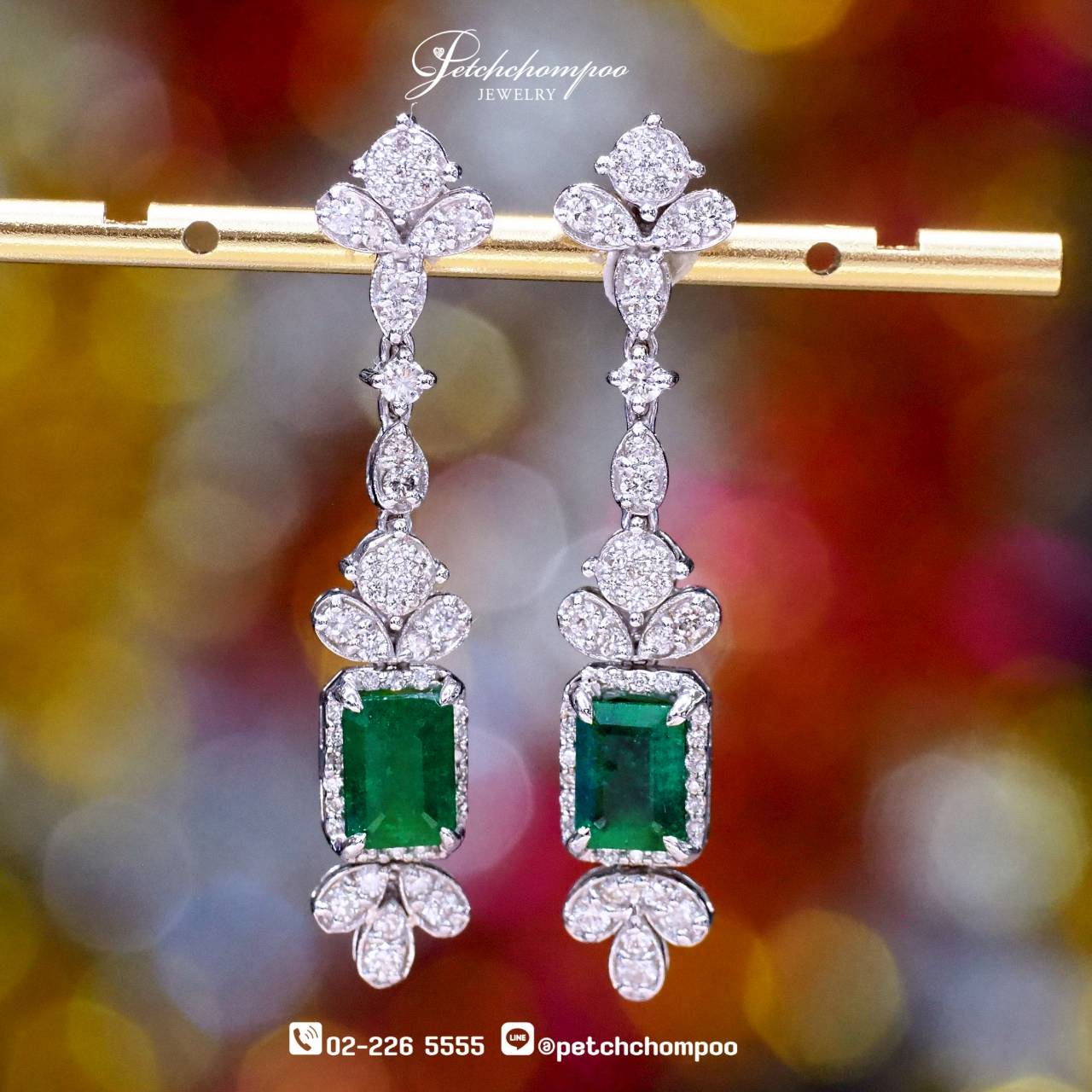 [29946] “Colombian Elegance” – ต่างหูมรกต 2.11 กะรัต เพชรดีไซน์ระย้าเลอค่า  59,000 