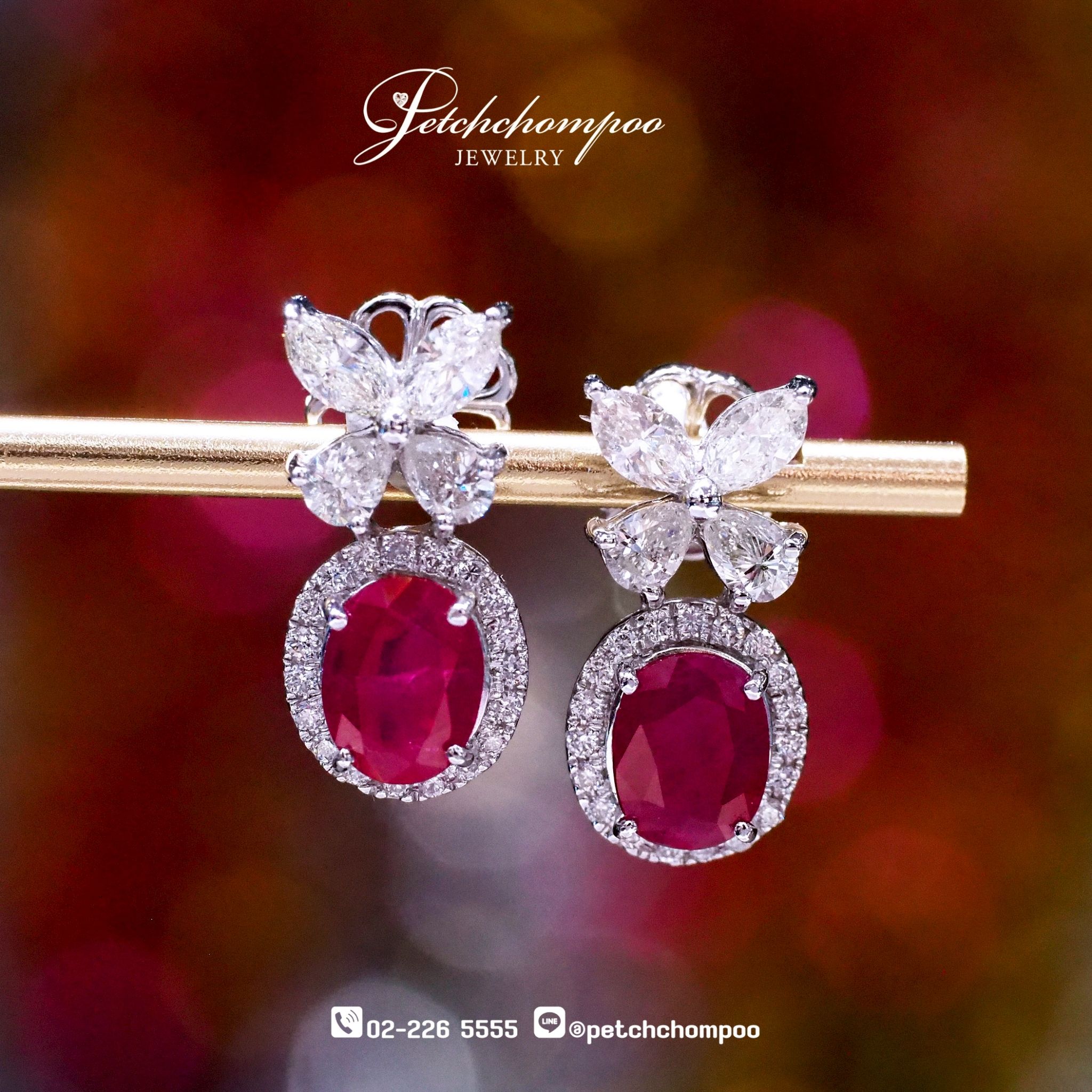 [29941] “Celestial Bloom” – Siam Ruby & Diamond Drop Earrings  99,000 
