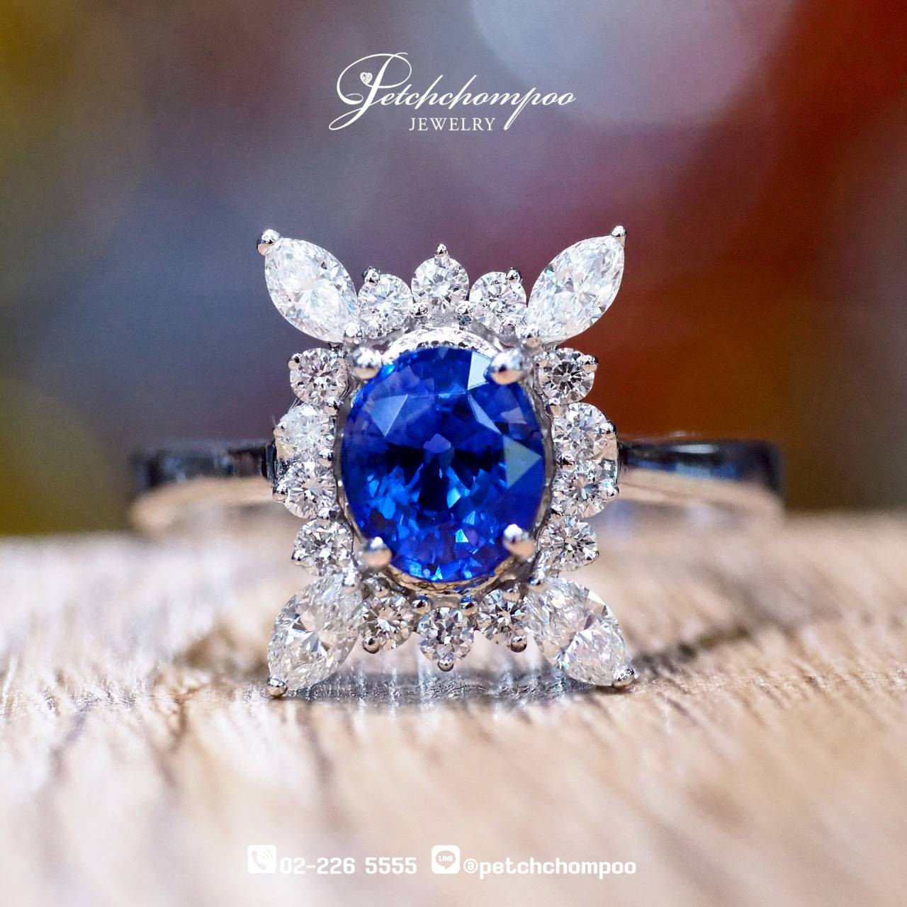 [29605] Ceylon blue sapphire ring with diamonds  69,900 