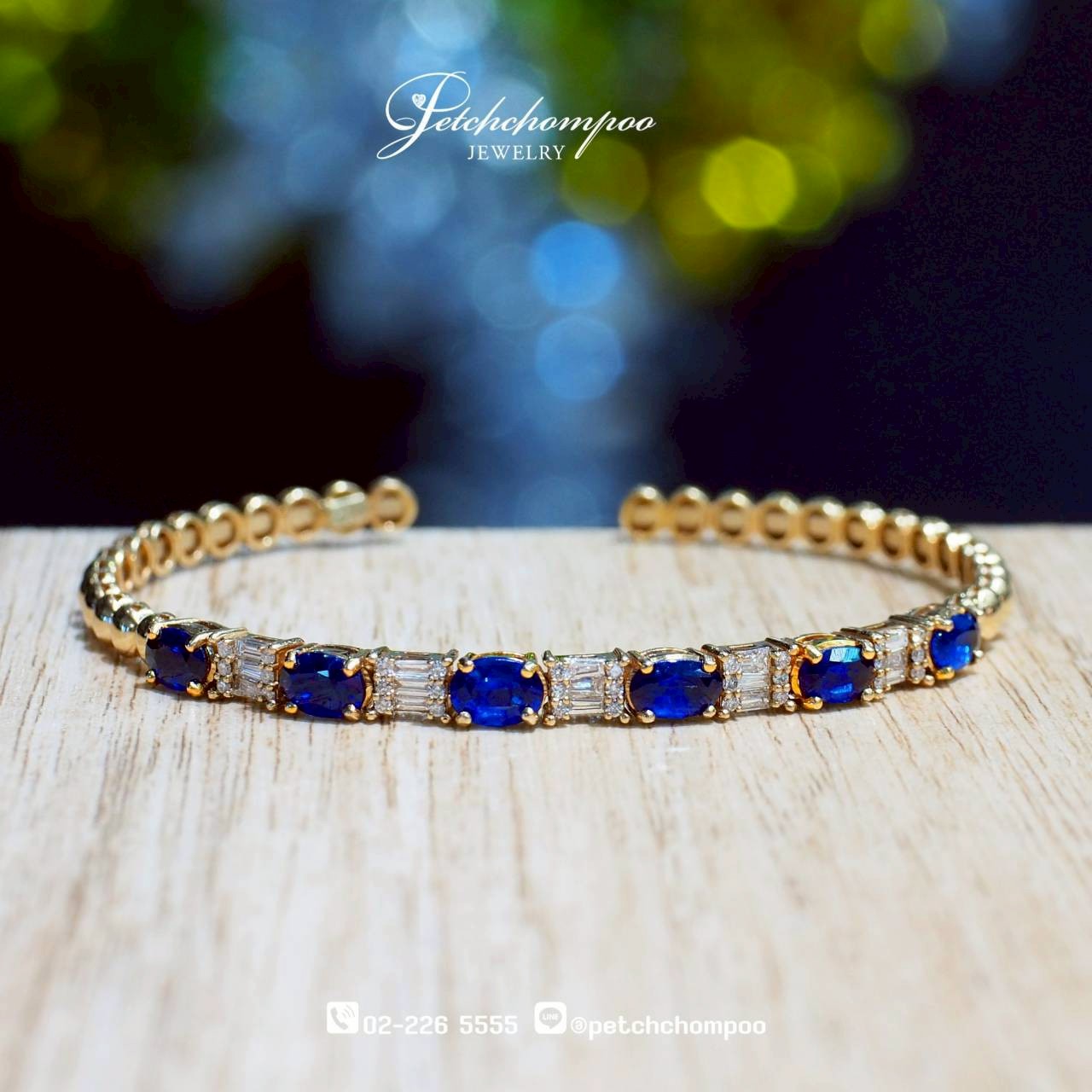 [30212] Sapphire Elegance™ – Vintage Heated Ceylon Sapphire & Diamond Bangle 3.37 ct  89,000 