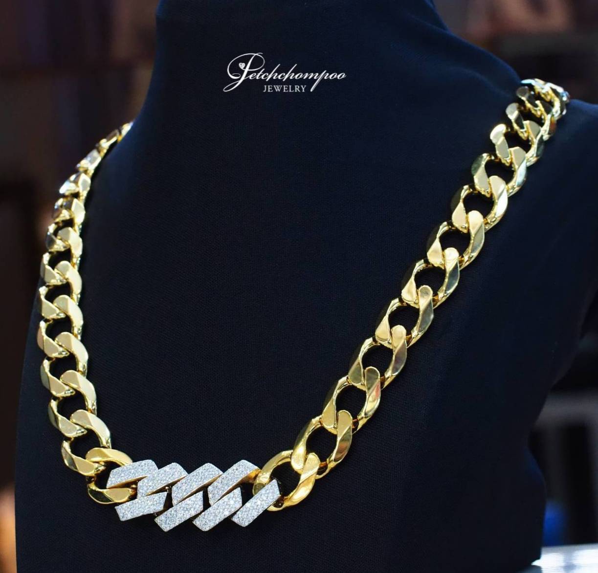 [29354] “Bold Brilliance™” Diamond Chain – 2.10 ct Round Diamonds on 18K+9K Gold | 88.62 grams  259,000 