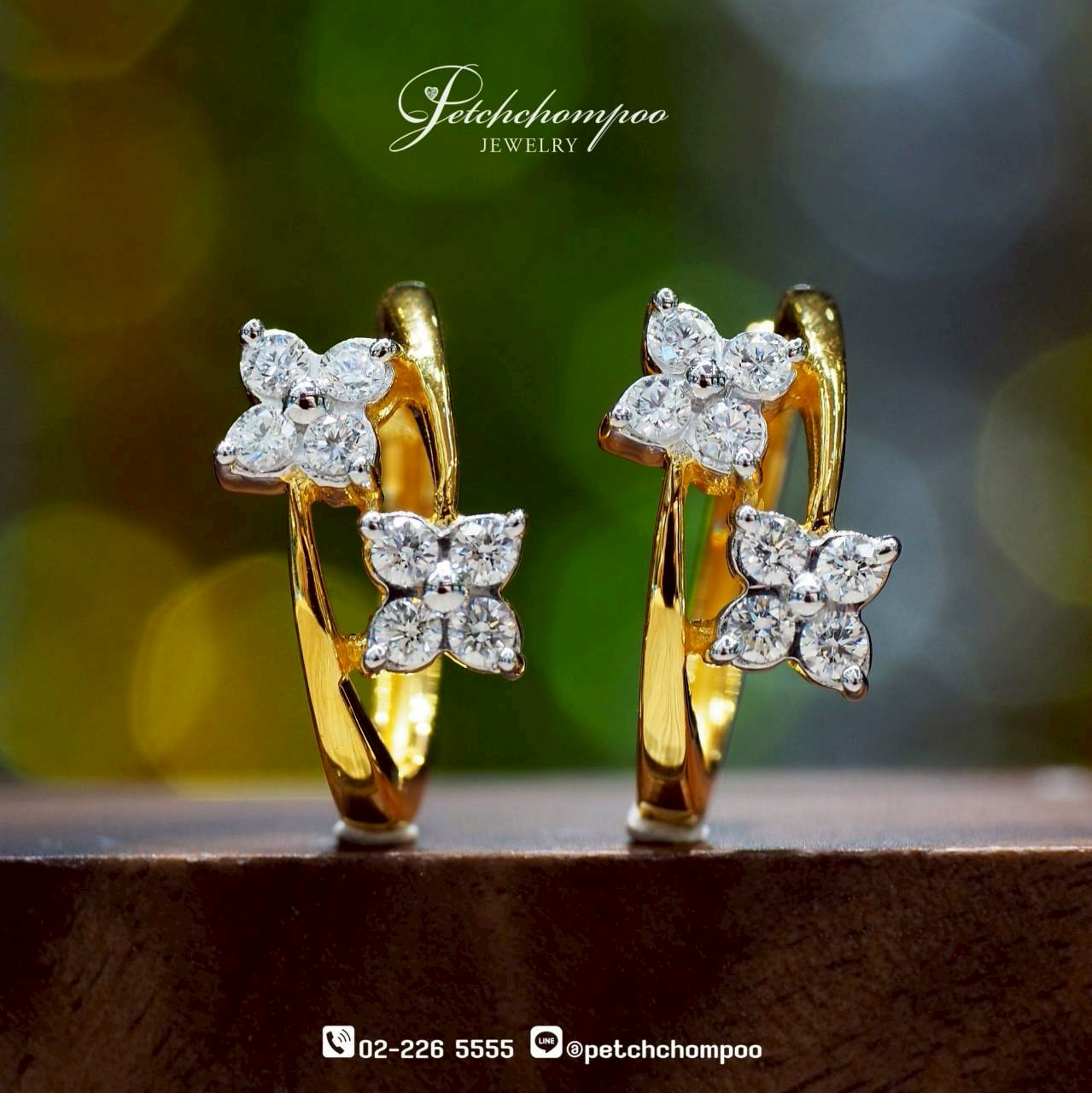 [30278] ต่างหูเพชร Blossom Petal™ ดีไซน์ดอกไม้ 4 แฉก เพชร 0.80 กะรัต  39,000 