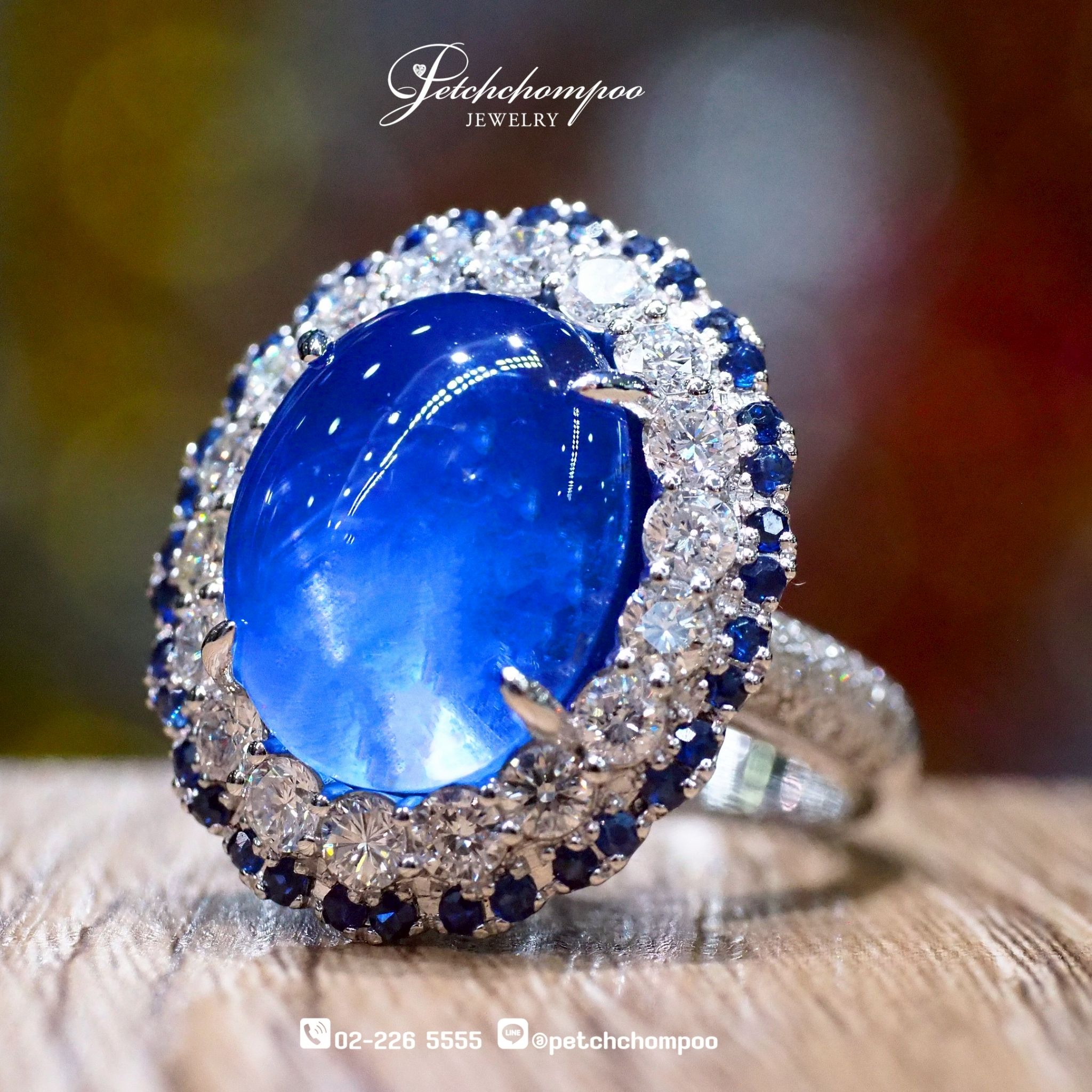 [28960] แหวนไพลินซีลอนมีสตาร์ 21.62 กะรัต พลอยสดไม่เผา เซอร์ AIGS  790,000 