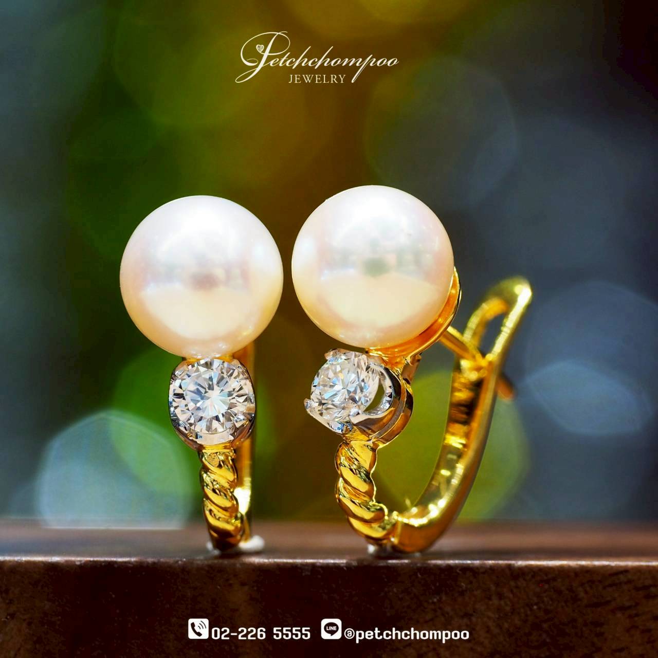 [30316] ต่างหูไข่มุก Pearl Harmony™  ฝังเพชร  39,000 