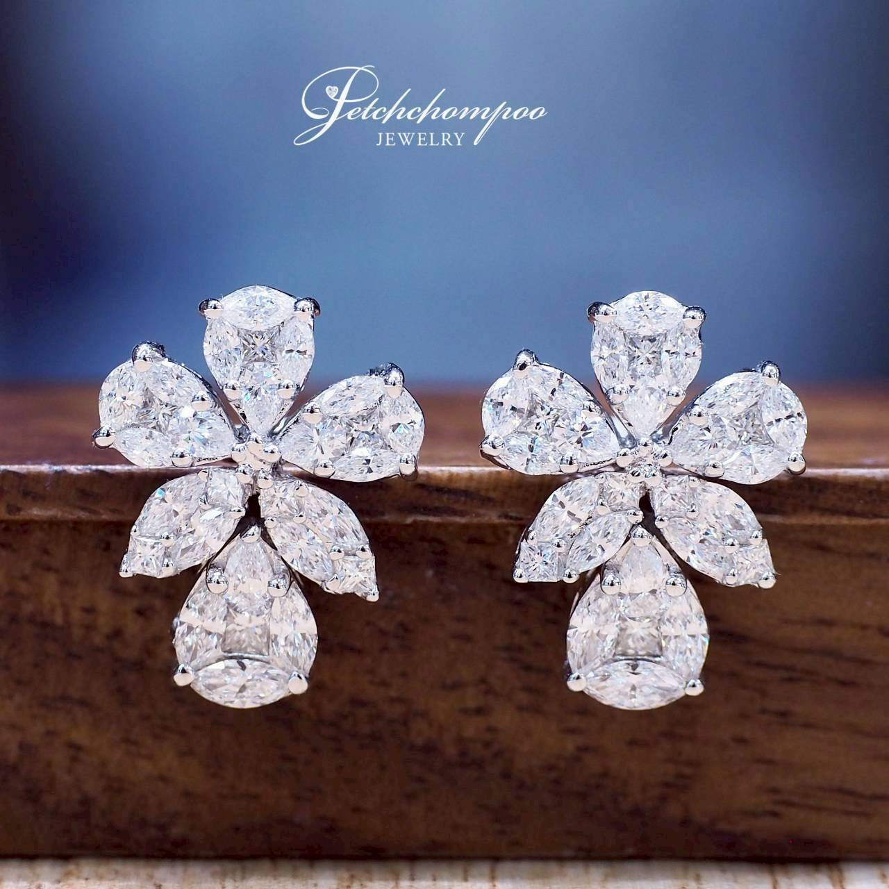 [30891] Royal Blossom Cascade diamond earrings, totaling 1.66 carats.  79,000 