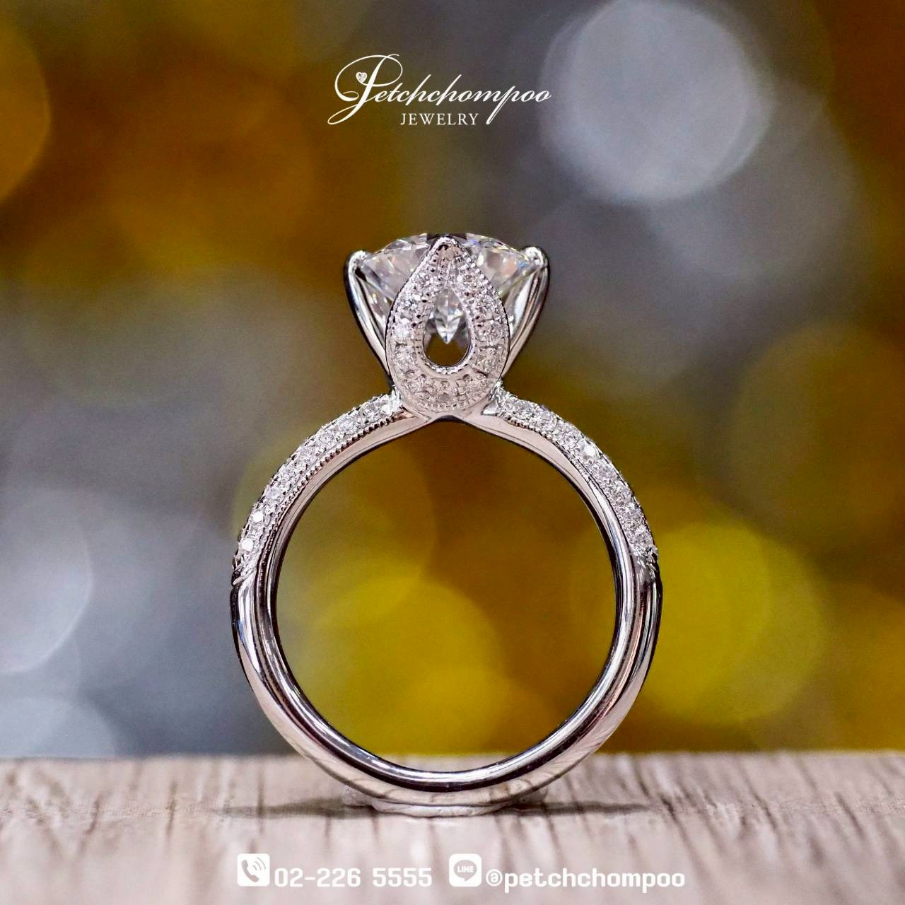 [29878] “Teardrop Bloom™” Ring – 1.16 Carat F VS2 Round Diamond with IGI Certification Discount 229,000