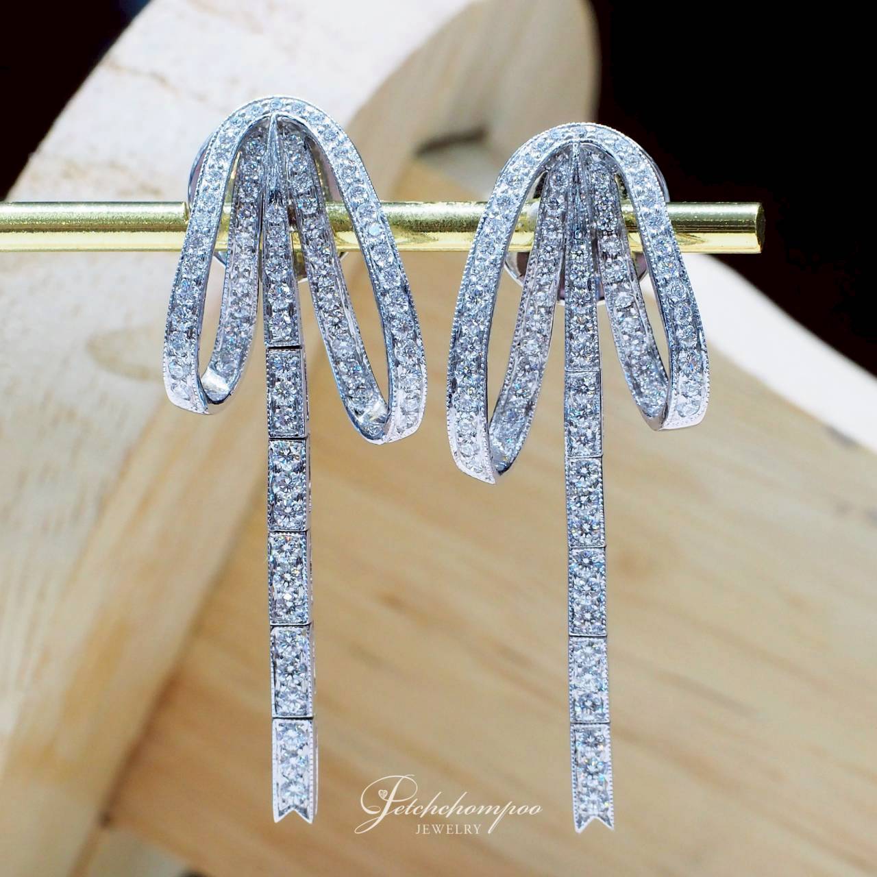 [27559] ต่างหูเพชร Ribbon Cascade 2.18 กะรัต  89,000 