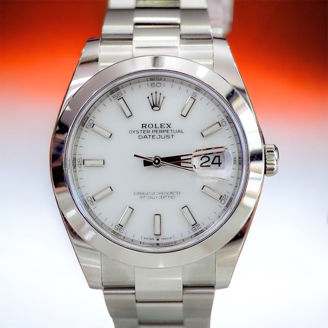 [26570] Rolex Datejust 41 White Steel Oyster 126300 ลดราคาเหลือ 365,000