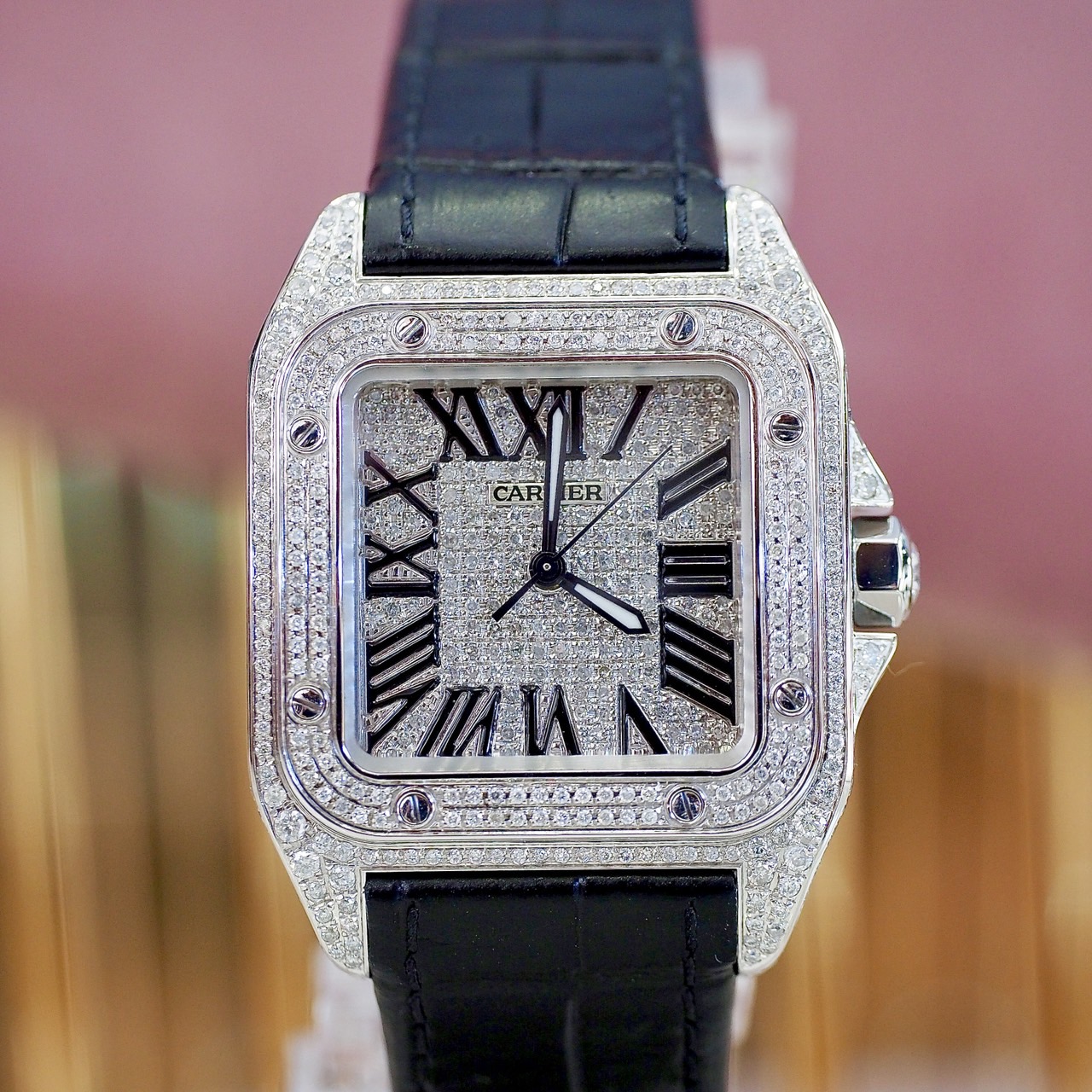 [27185] New! Cartier santos100 size M Full Diamond  270,000 