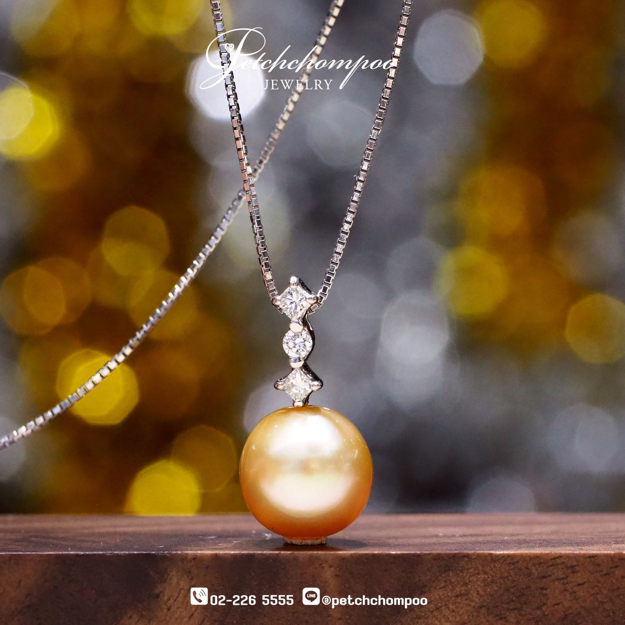 [27341] Golden Southsea Pearl Pendant with Chain  35,900 