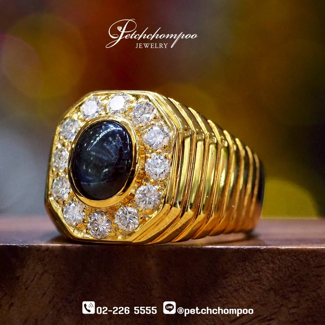 [29062] แหวน Black Star Sapphire ชายล้อมเพชร  59,000 
