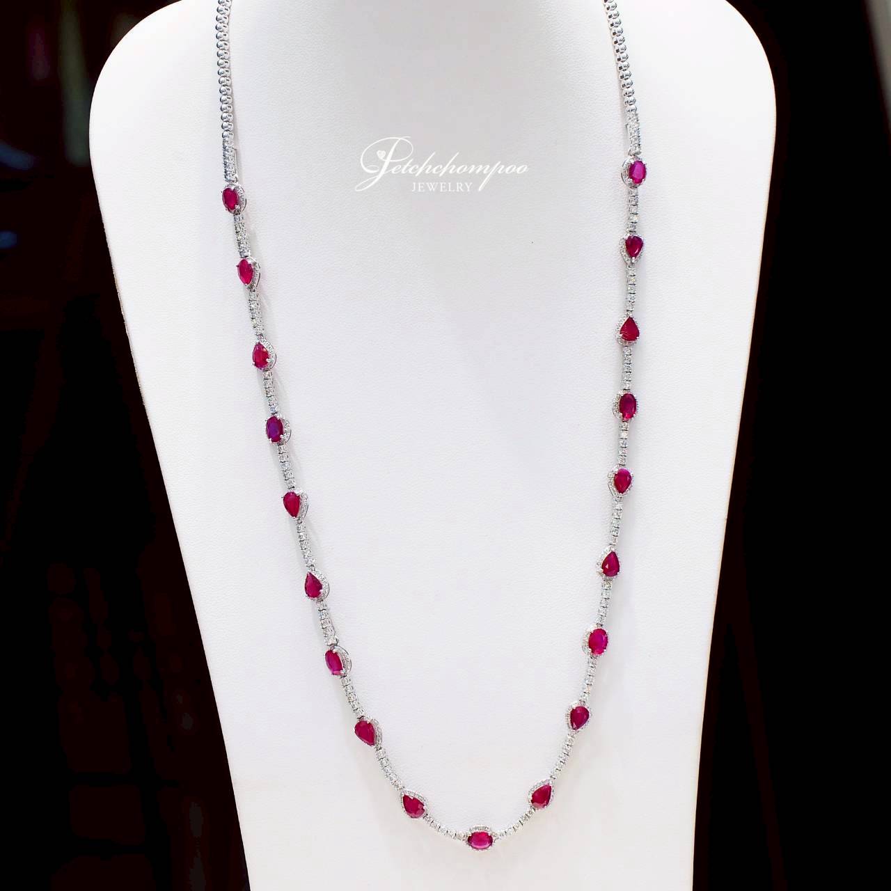 [30815] Siamese and Burmese Ruby Necklace, Crimson Royal Eternity, 9.21 carats  399,000 
