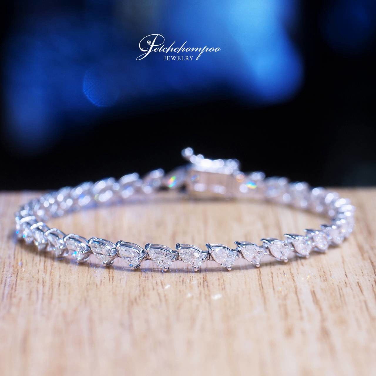 [31074] Diamond tennis bracelet with teardrop cut diamonds, totaling 4.05 carats.  159,000 