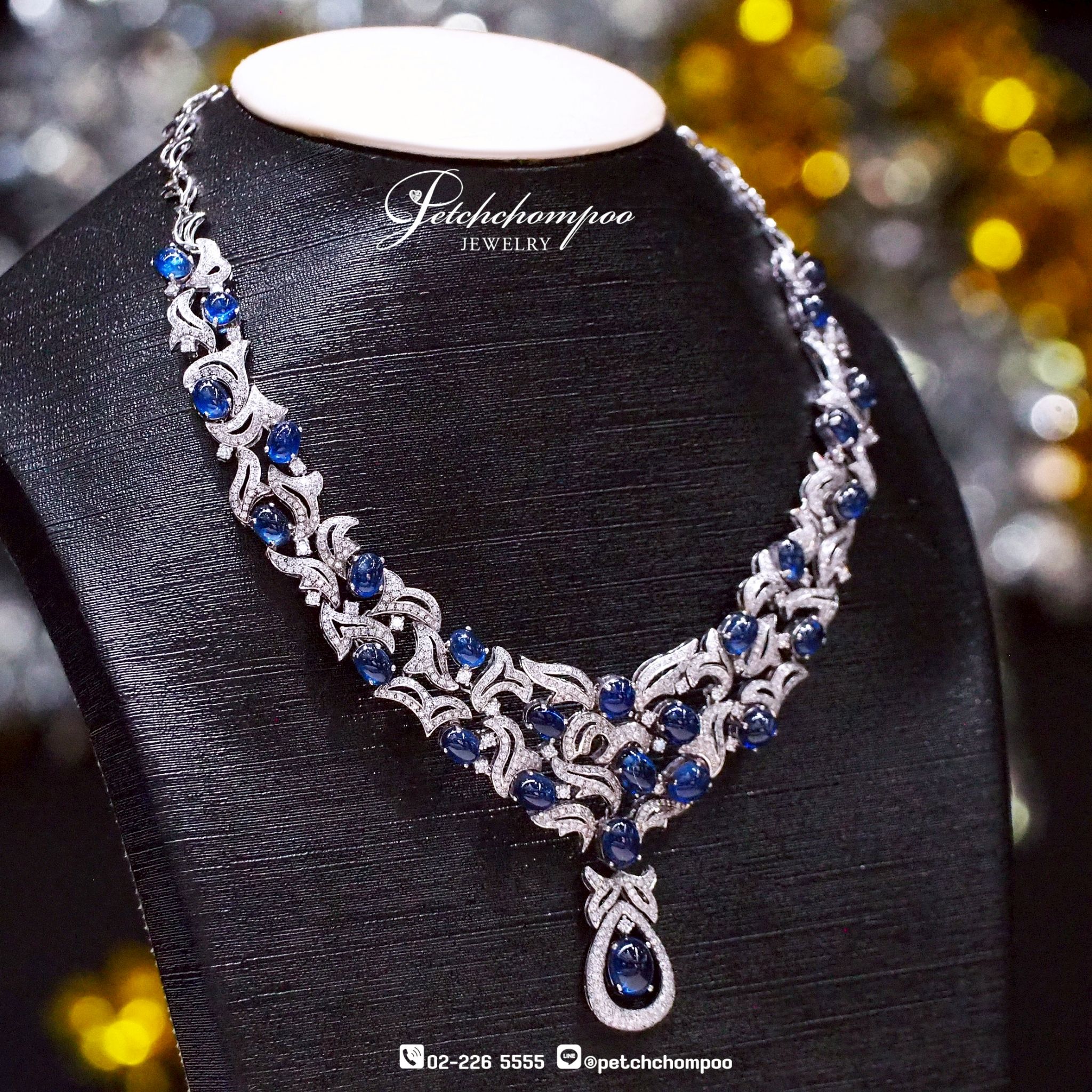 [018562] สร้อยคอไพลินพม่า สี TOP ฝังเพชร – อัญมณีแห่งความหรูหราทรงคุณค่า  790,000 