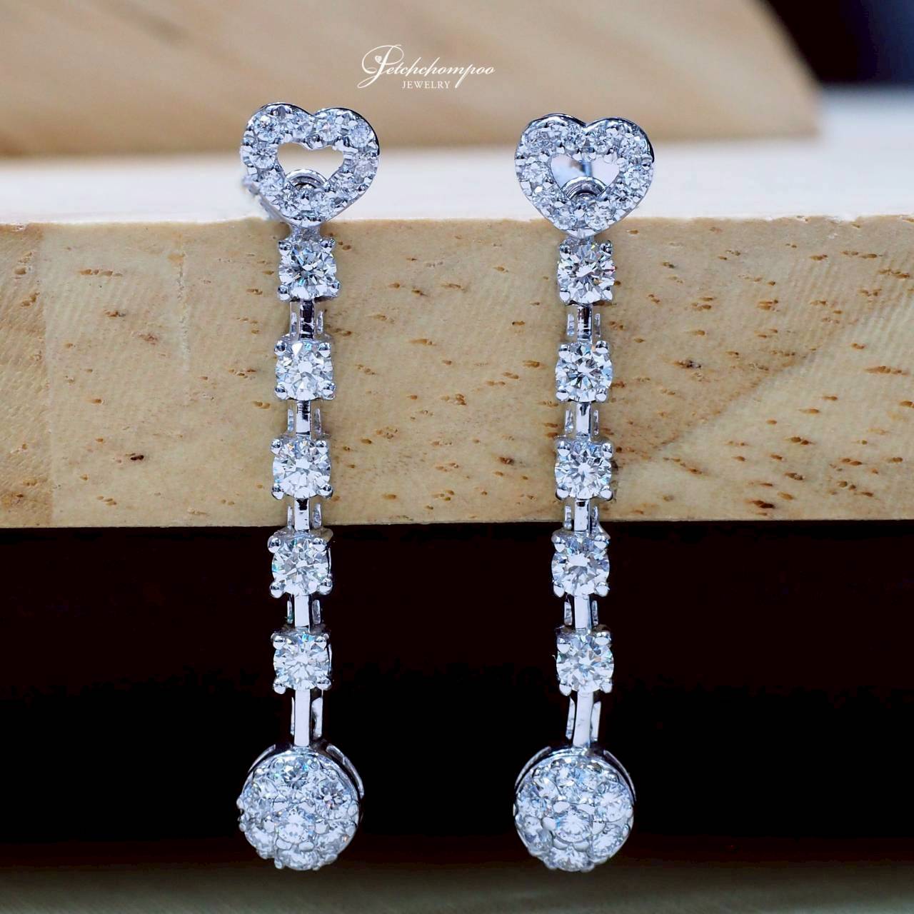 [30796] ต่างหูเพชร Sweetheart Cascade 2-in-1 รวม 0.88 กะรัต  25,000 