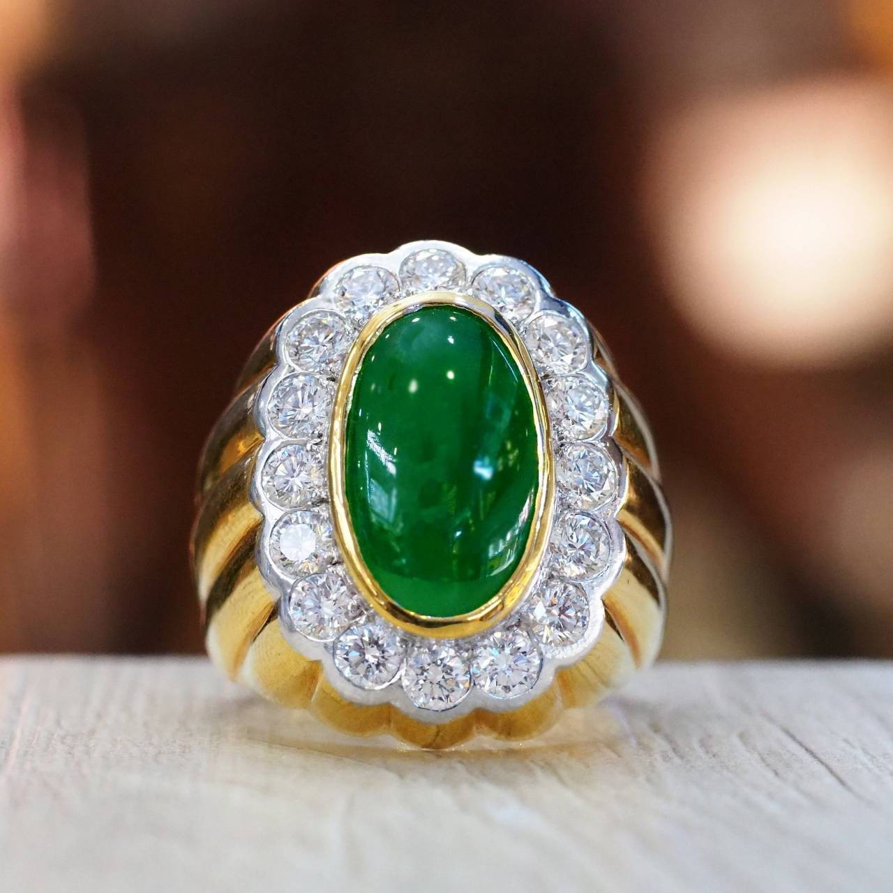 [024525] Myanmar Jadeite Jade With Diamond ring  199,000 