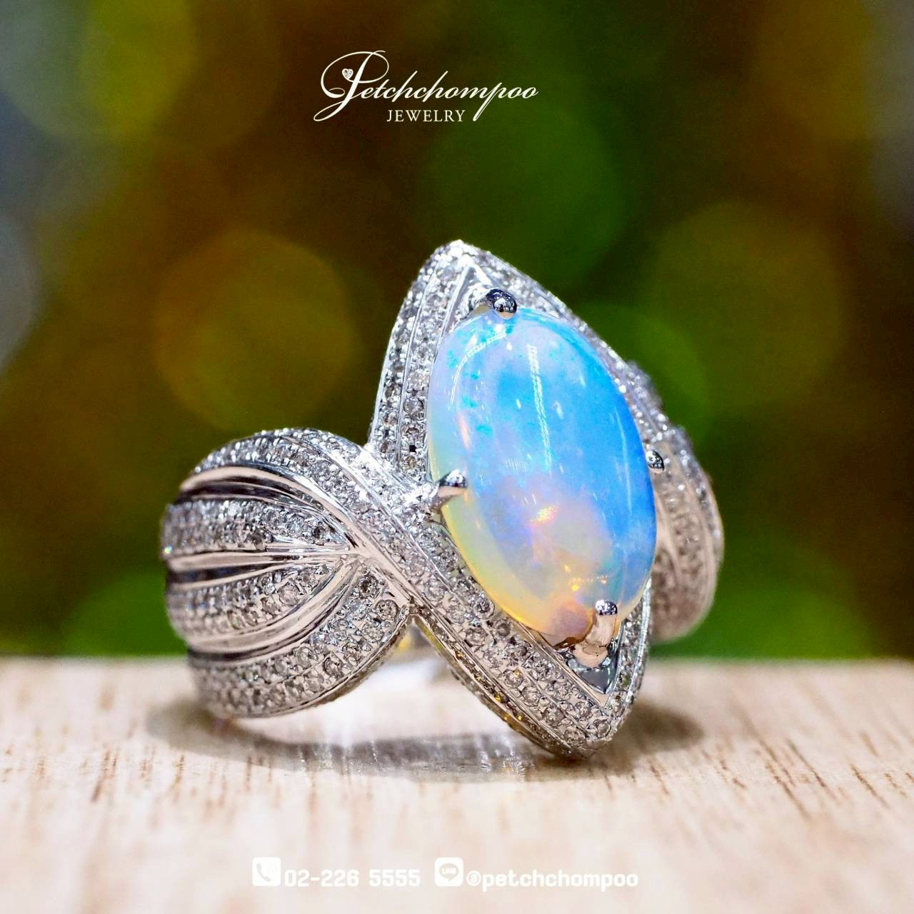 [30079] Celestial Opal™ White Opal & Diamond Ring 2.75 Carats| IGL  89,000 