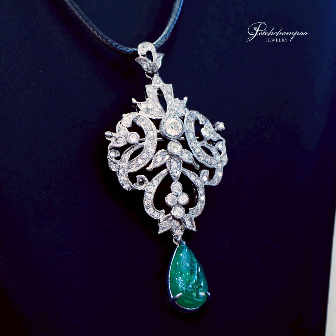 [30611] จี้/เข็มกลัดโบราณ Antique Emerald Majesty มรกตโคลอมเบีย & เพชร  69,000 