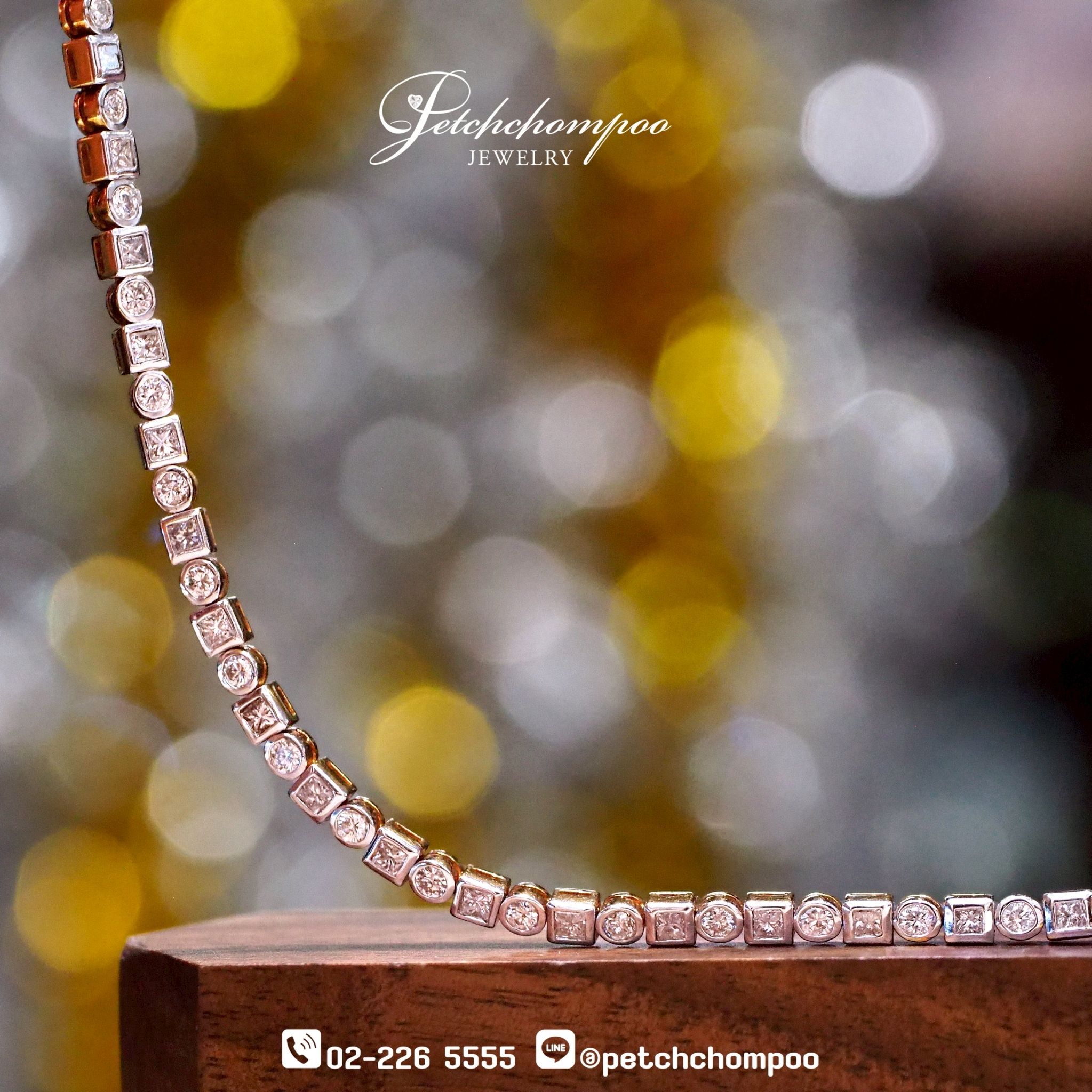 [006536] “Duo Radiance™” Diamond Bracelet – 1.90 ct Princess & Round Cuts | 18K Yellow Gold  69,000 