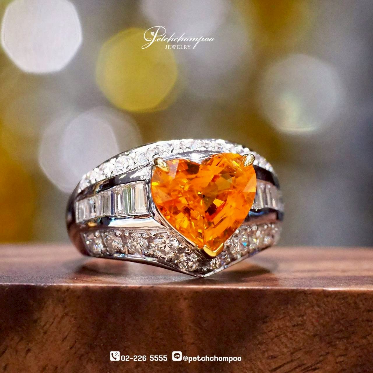 [29922] "Sunfire Embrace" — 3.58 Carat Heart-Shaped Yellow-Orange Sapphire Ring with Diamond Accents  89,000 