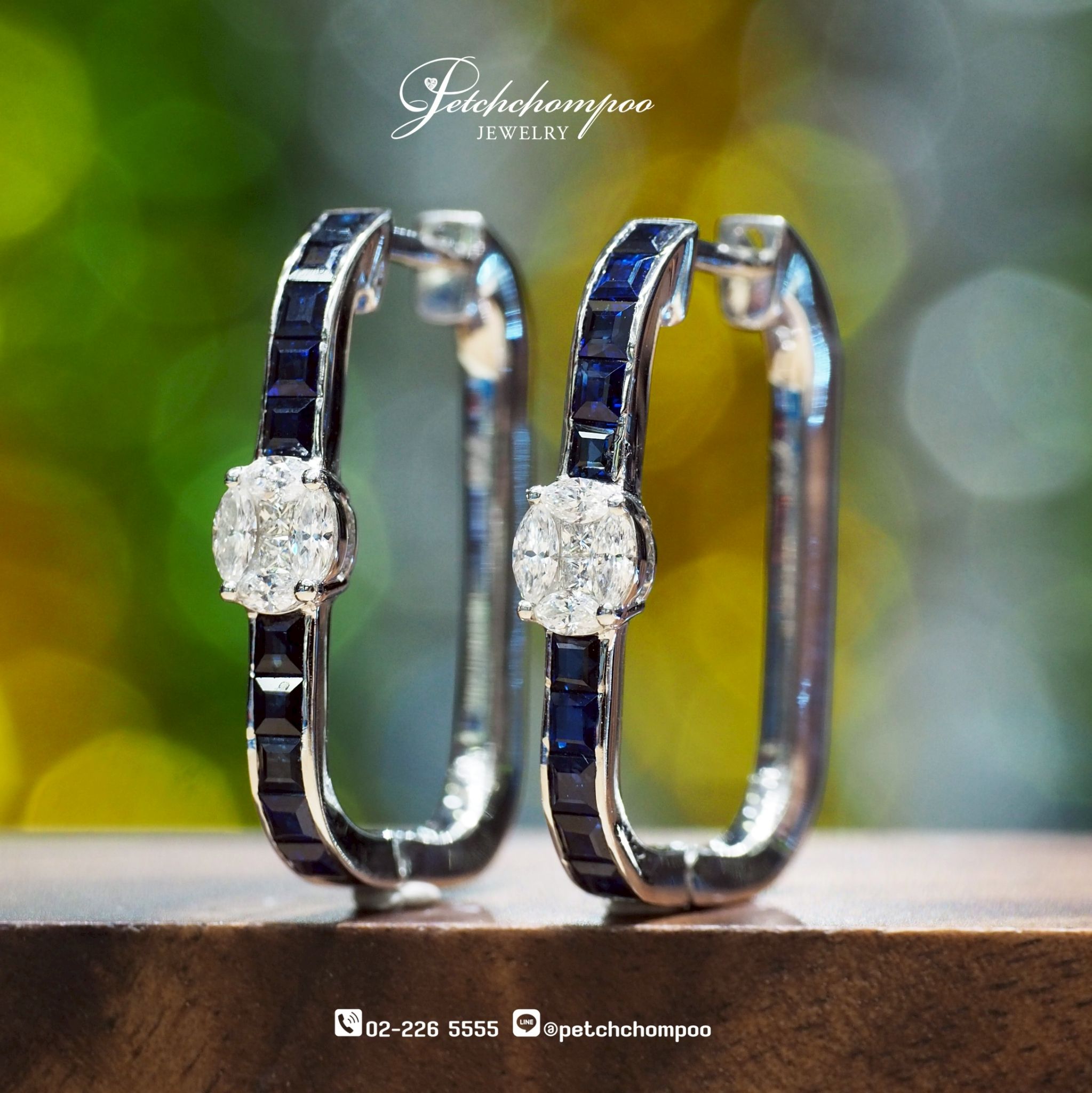 [26990] sapphire diamond hoop earrings  59,000 
