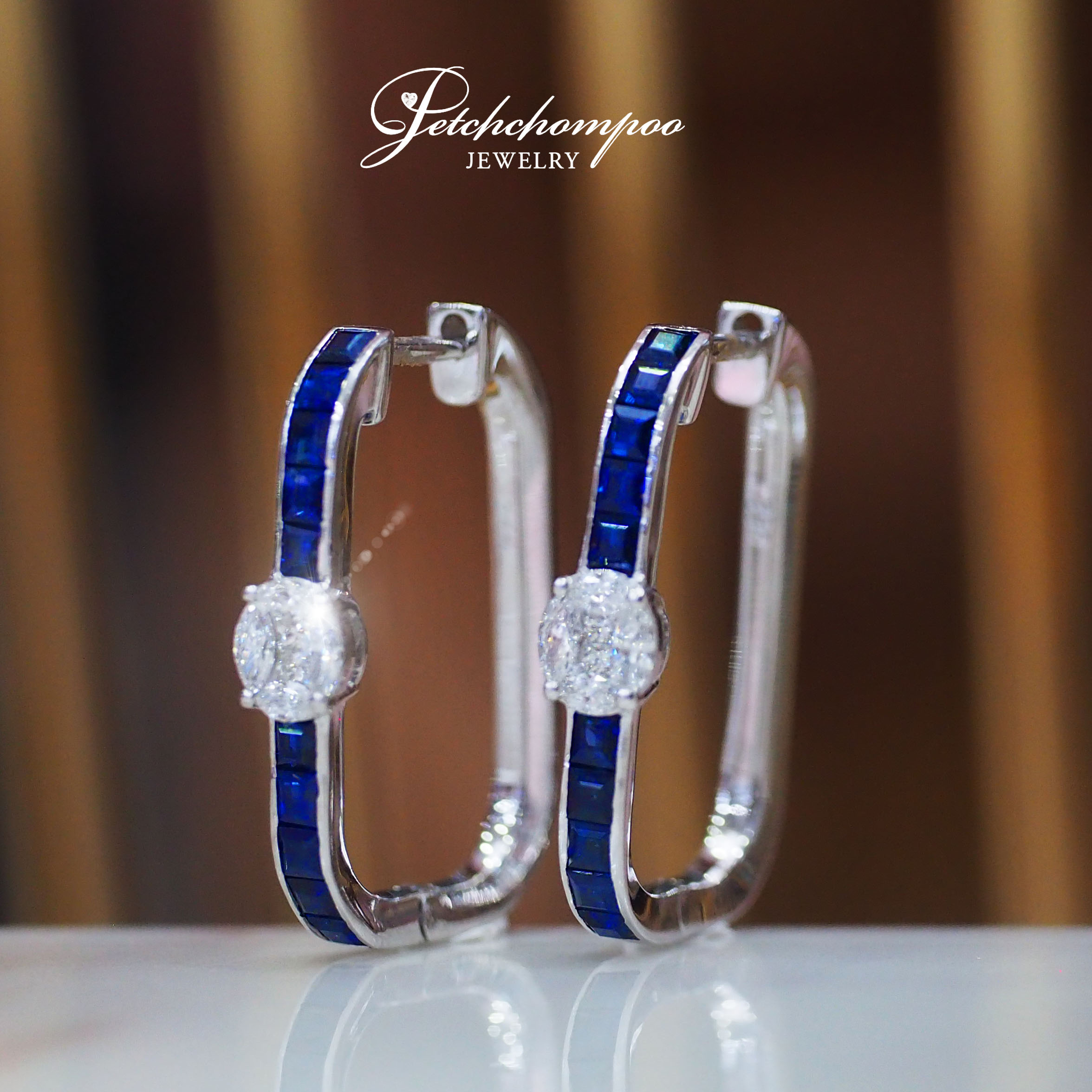 [26990] sapphire diamond hoop earrings  59,000 