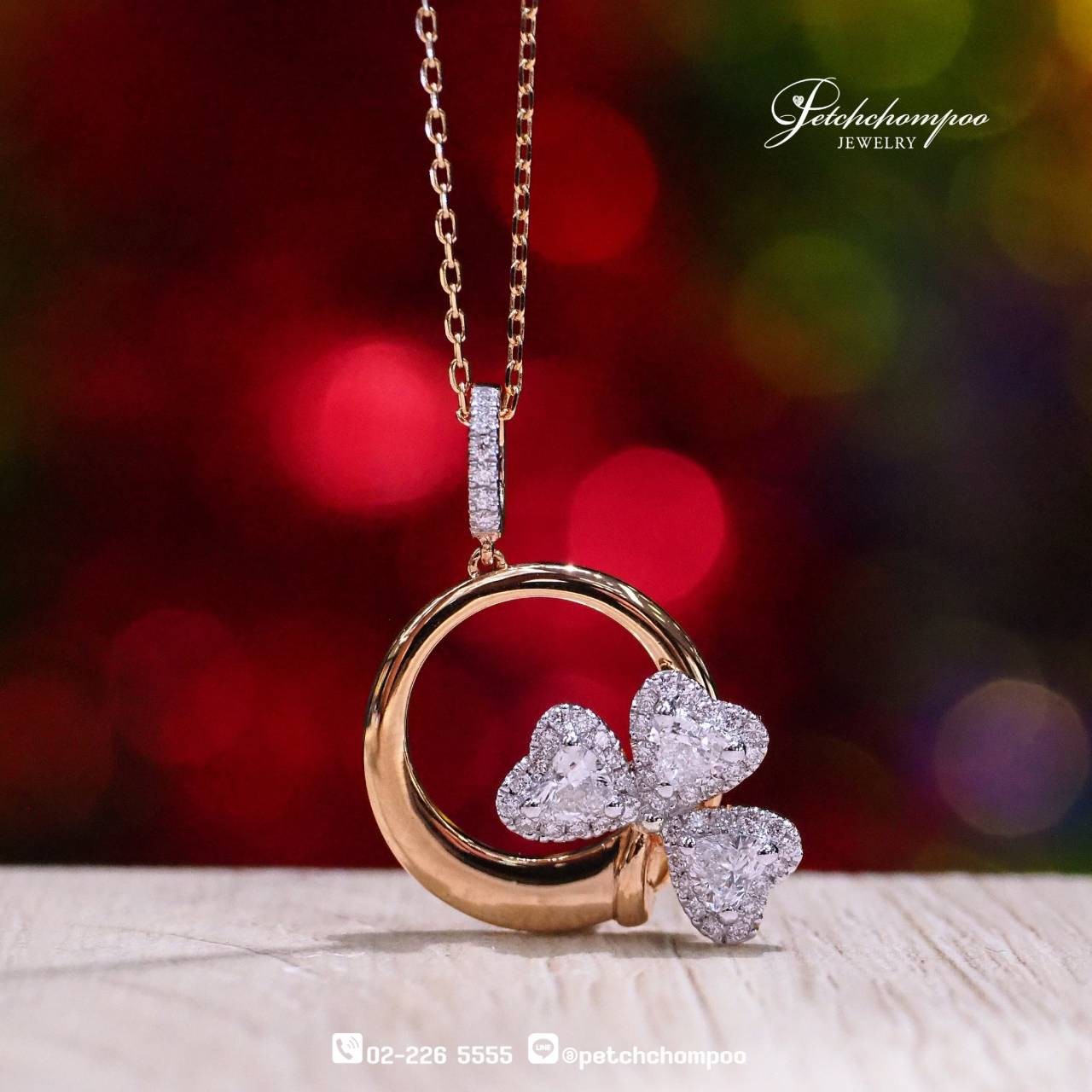 [29812] Lucky Bloom™ – 0.87 Carat Diamond Clover Pendant Necklace  59,000 