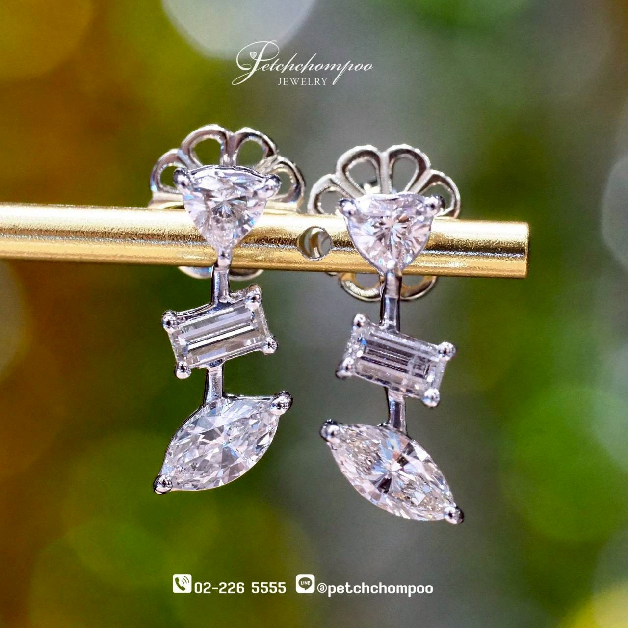 [30139] Fancy Trio Cut™ Earrings – Trillion • Baguette • Marquise Diamond Set  69,000 