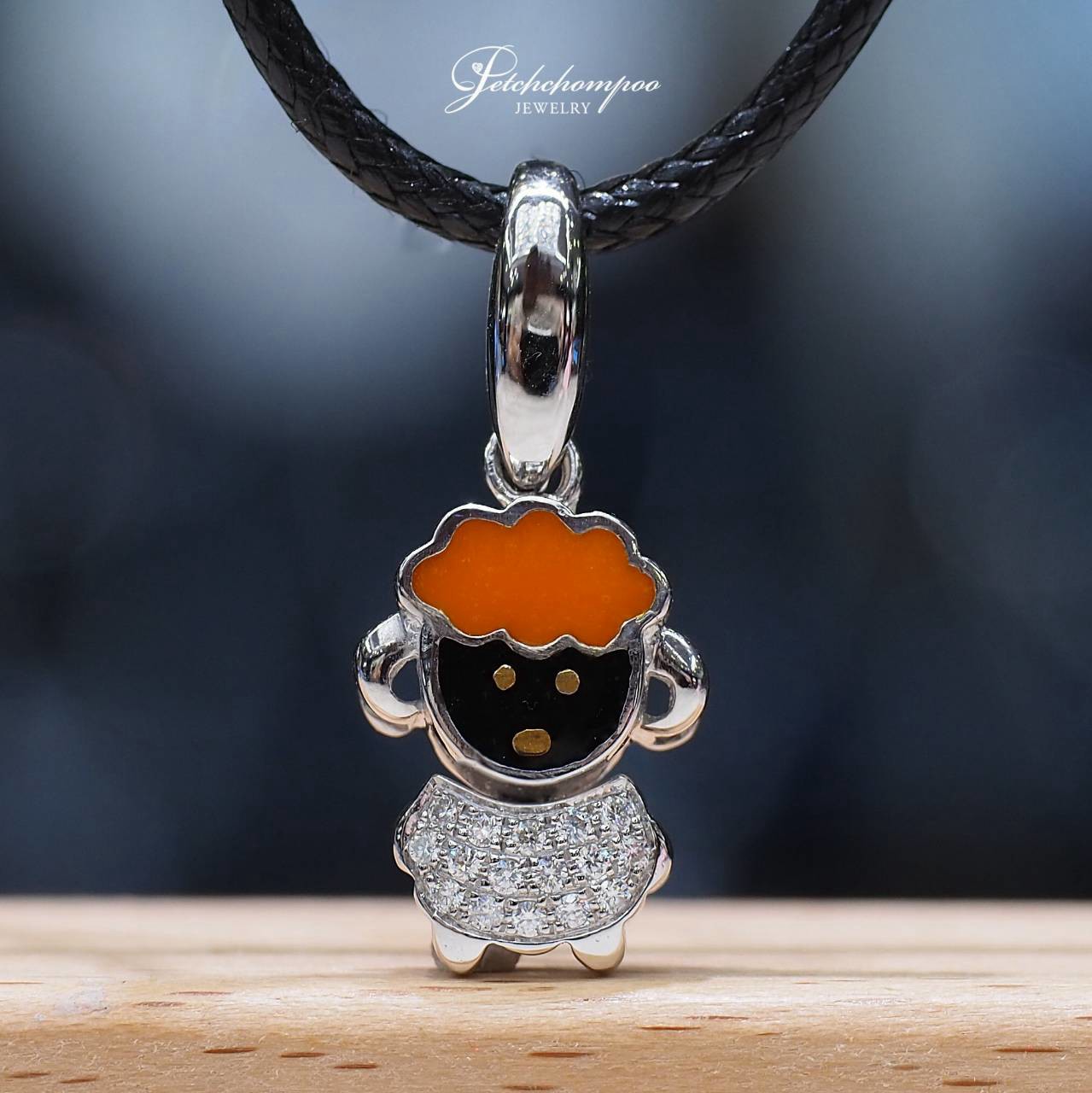 [31166] Little Lamb Charm 0.09ctw Round Diamond Animated Lamb Pendant  39,000 
