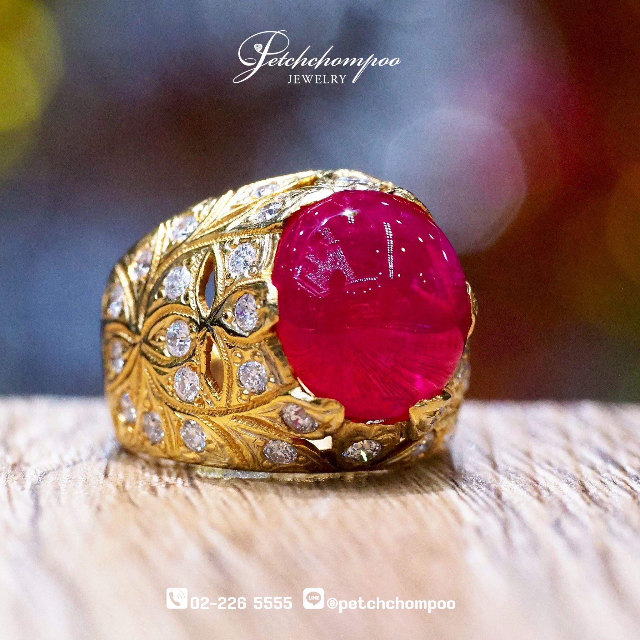 [006375] แหวนทับทิม พ ม่ า ฝังเพชร  129,000 