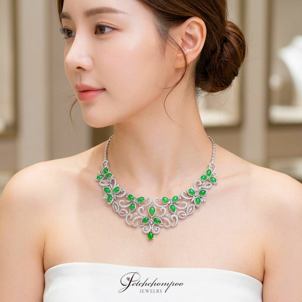 [30814] สร้อยคอหยกพม่า Imperial Jade Majesty 59.16 กะรัต | GFCO  499,000 