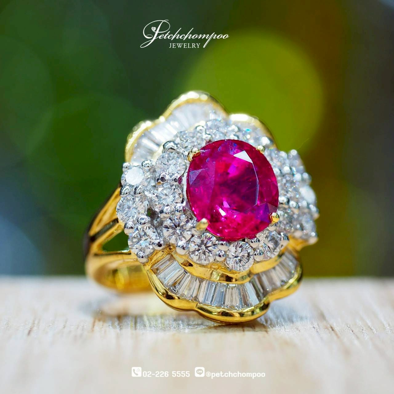 [29393] Mozambique Royal Bloom™ — Vivid Red Ruby 4.25 carat & Diamond Floral Ring | Emil  390,000 