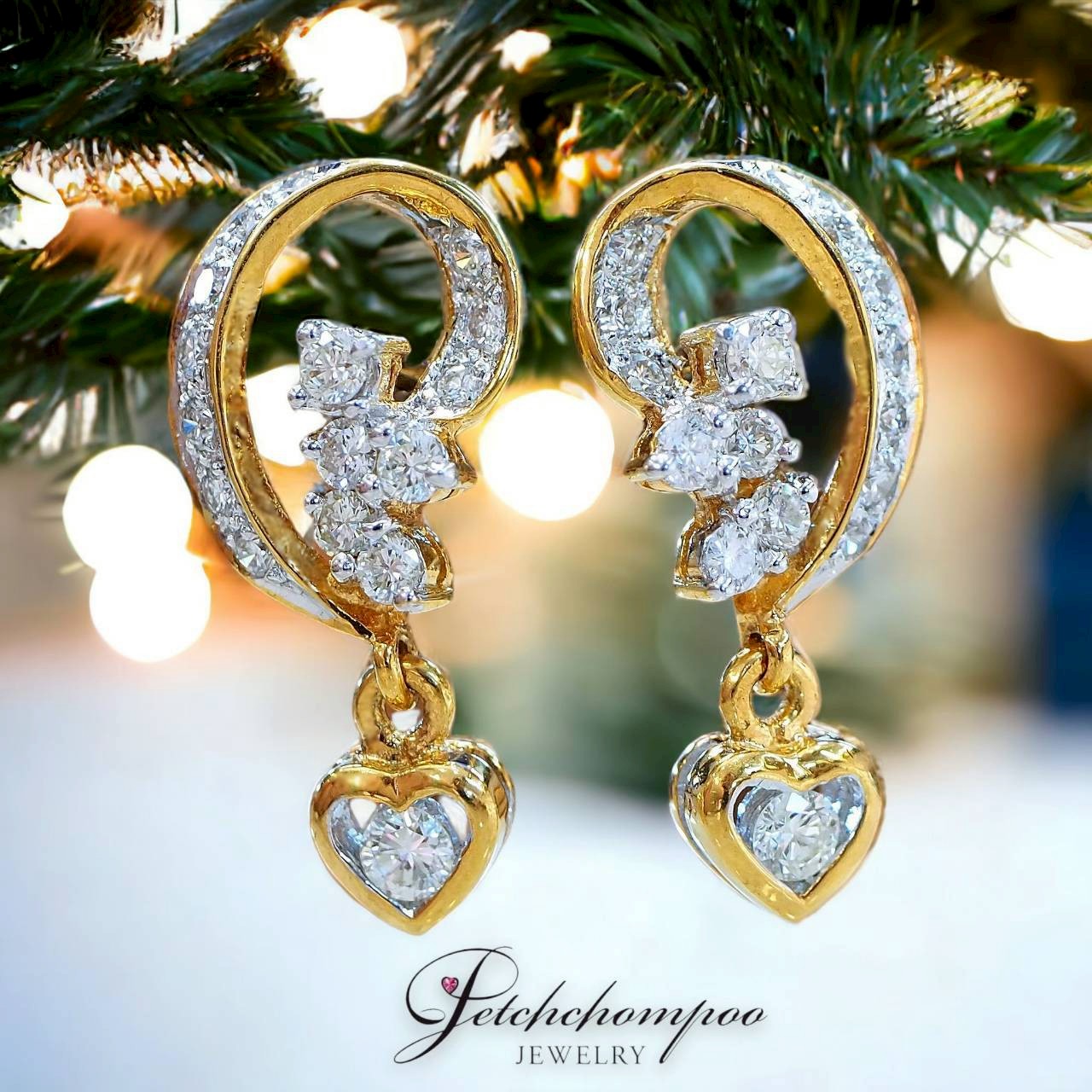 [28482] heart diamond earrings, 0.70 carats.  39,000 