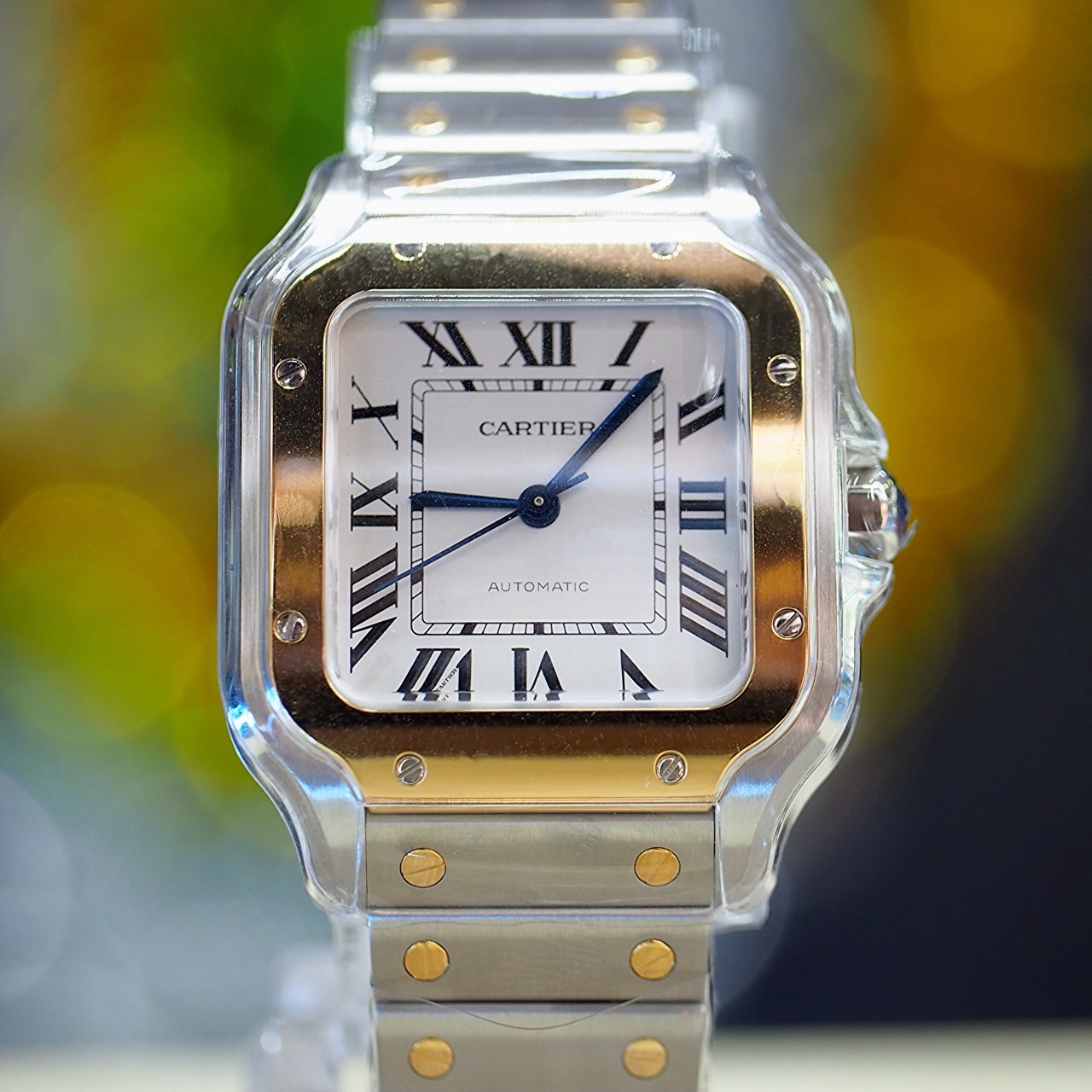 [30285] New Cartier Santos 2K  Steel & Yellow Gold Medium Size 35.5mm  299,000 
