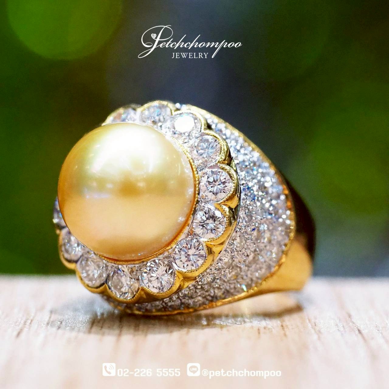 [30152] Golden South Sea Pearl Ring 11 mm with 2.19 cts Diamonds – Golden Crown Pearl™  89,000 