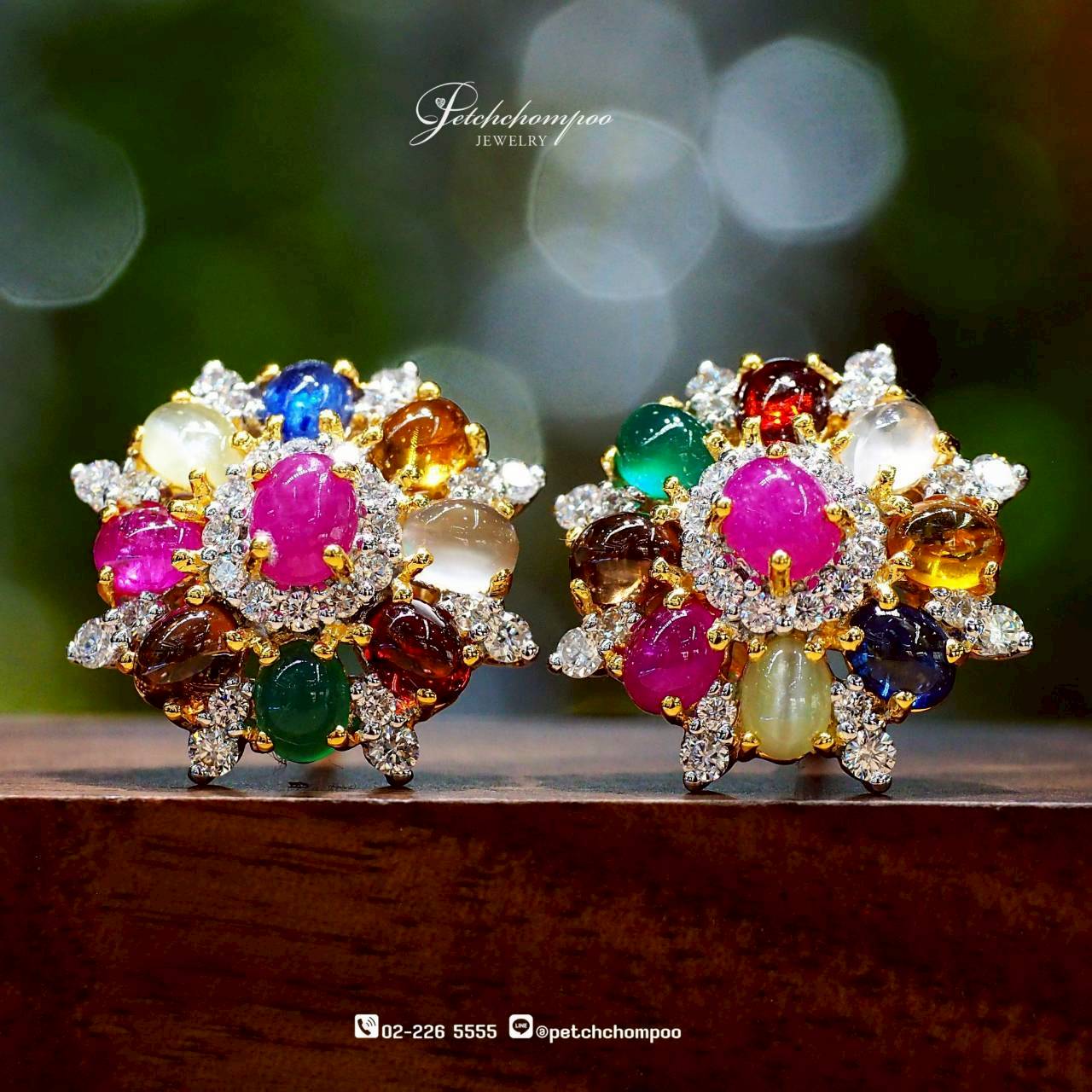 [30463] Celestial Navaratna Bloom™  Prosperity Nine-Gem Earrings  89,000 