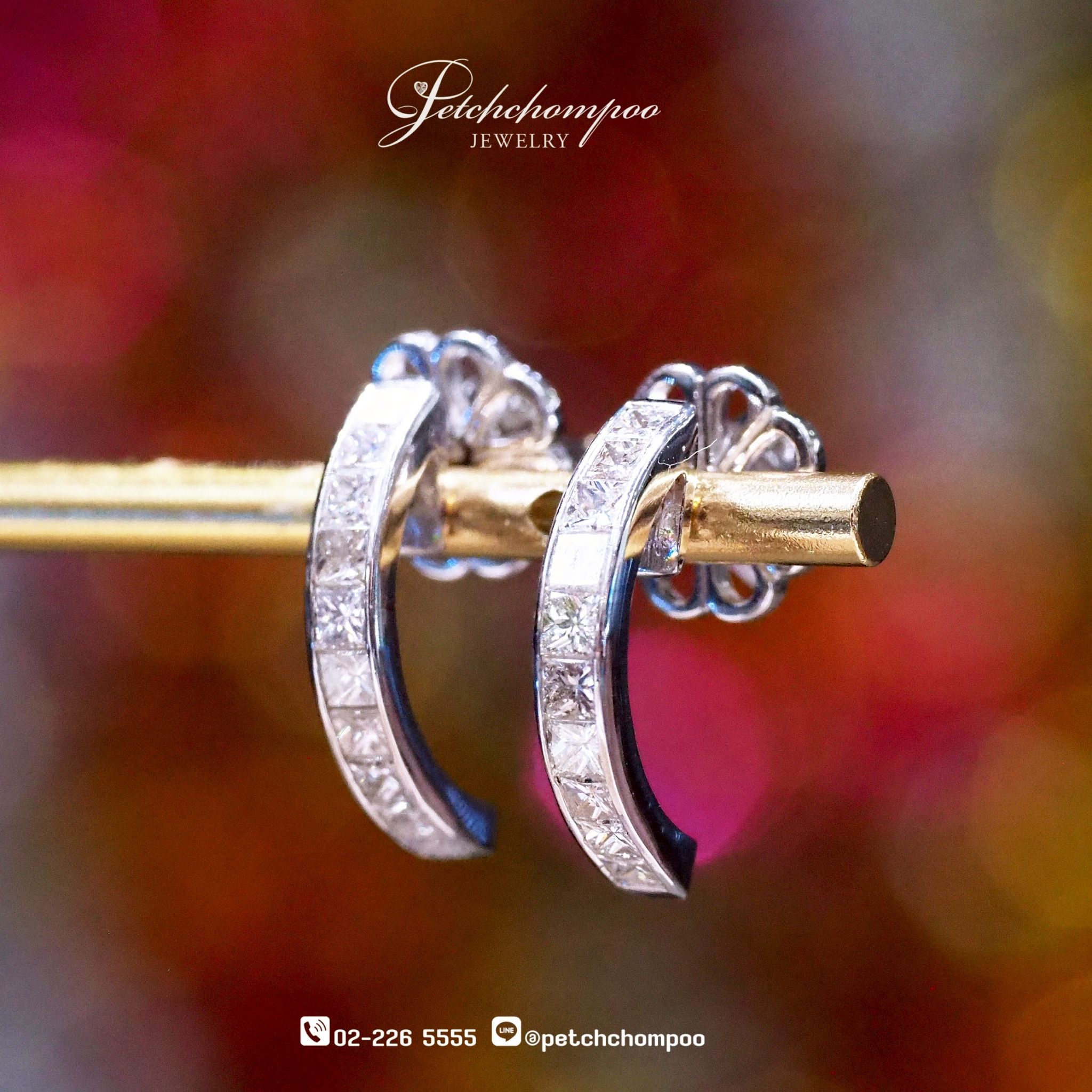 [28464] Princess cut diamond earrings, Discount 28,500