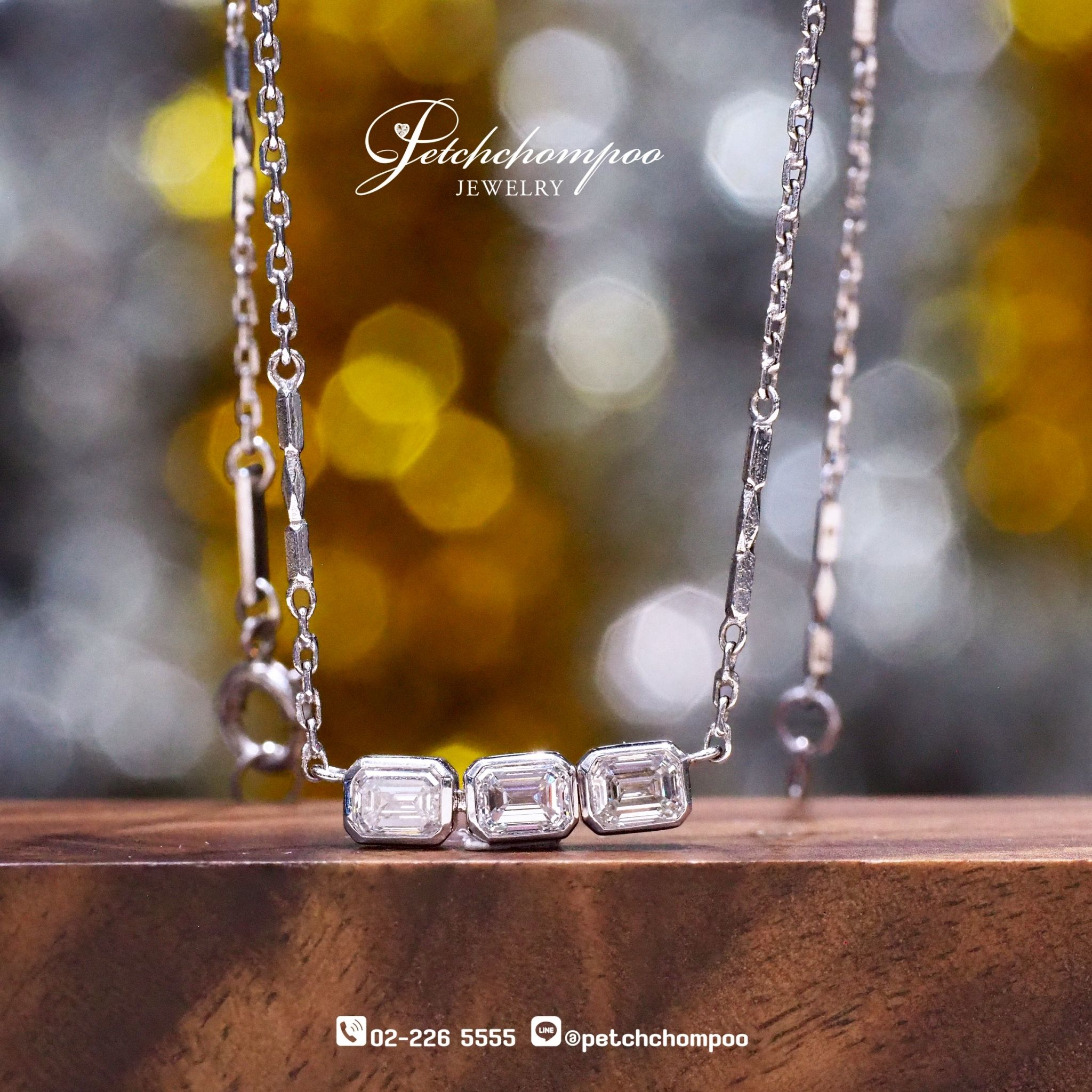 [26037] สร้อยพร้อมจี้เพชร emerald Cut  79,000 