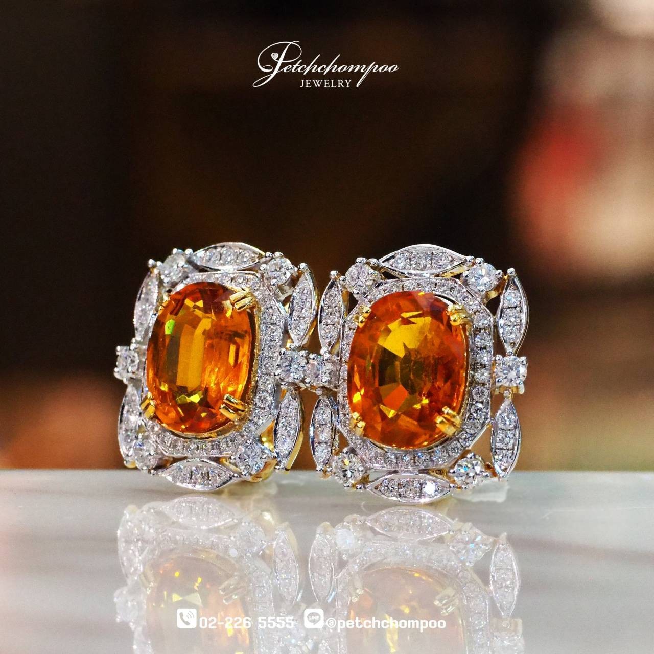 [29619] Bangkaja Yellow sapphire earrings by diamonds  169,000 