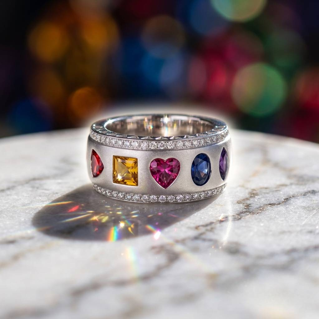 [30806] แหวนพลอย Spectrum Heartline ประดับเพชร  109,000 