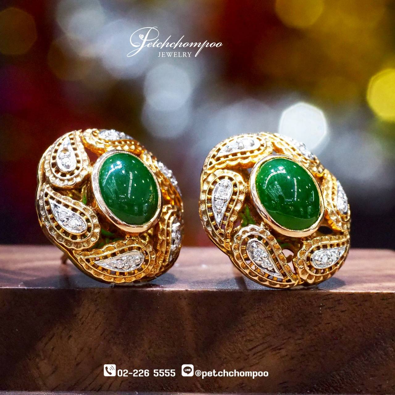 [021343] ต่างหูหยกฝังเพชร  129,000 