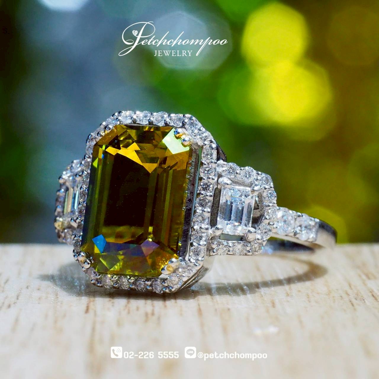[30198] Chrysoberyl Majesty™ 4.71 Carat Diamond Halo Ring™  99,000 