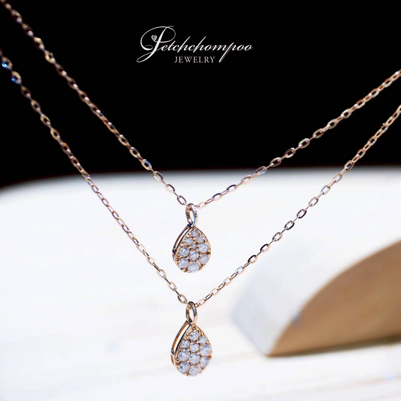 [30655] สร้อยคอเพชรหยดน้ำ Blushing Teardrop พิ้งโกลด์  19,000 