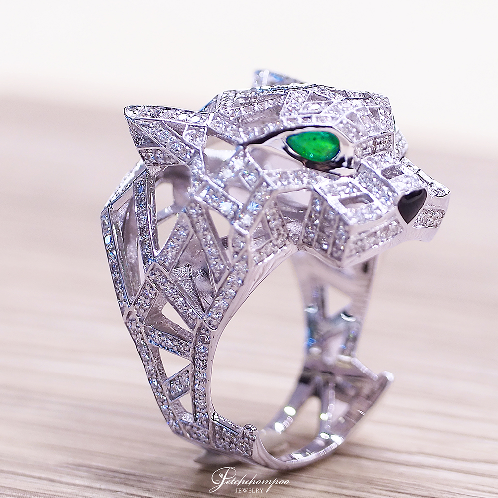 [024371] แหวนเพชรเสือ Emerald Panther ฝังมรกต  ดุดันในทุกมุมมอง  99,000 