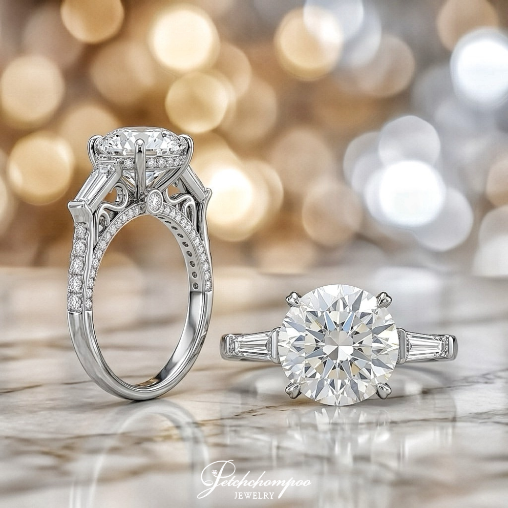[29877] “Round Étoile™” Ring – 3.01 Carat Round Brilliant Diamond with Triple Excellent Cut Discount 659,000